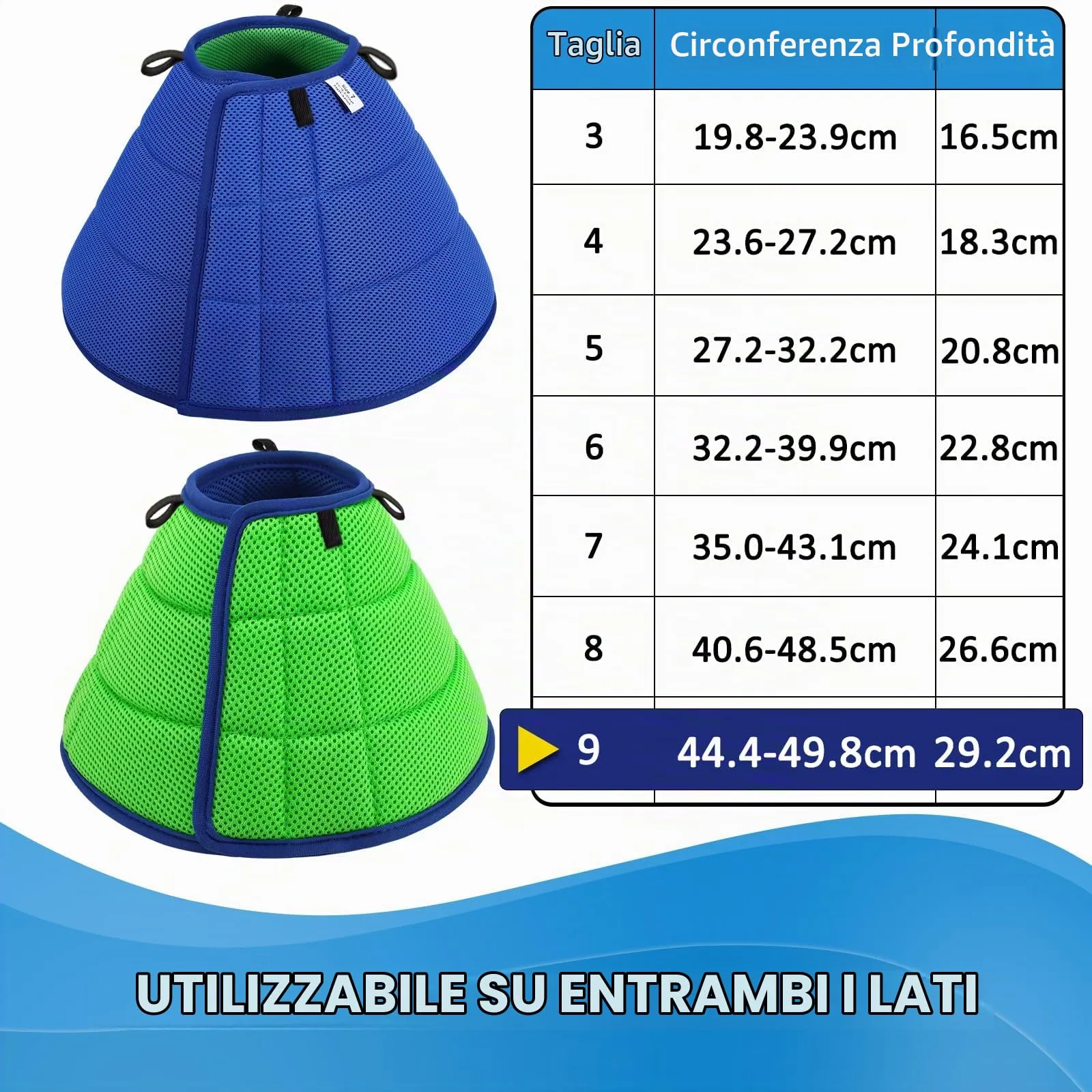 ICOYEA Collare Elisabettiano Morbido Traspirante per Cani e Gatti, Size 9 - immagine 3