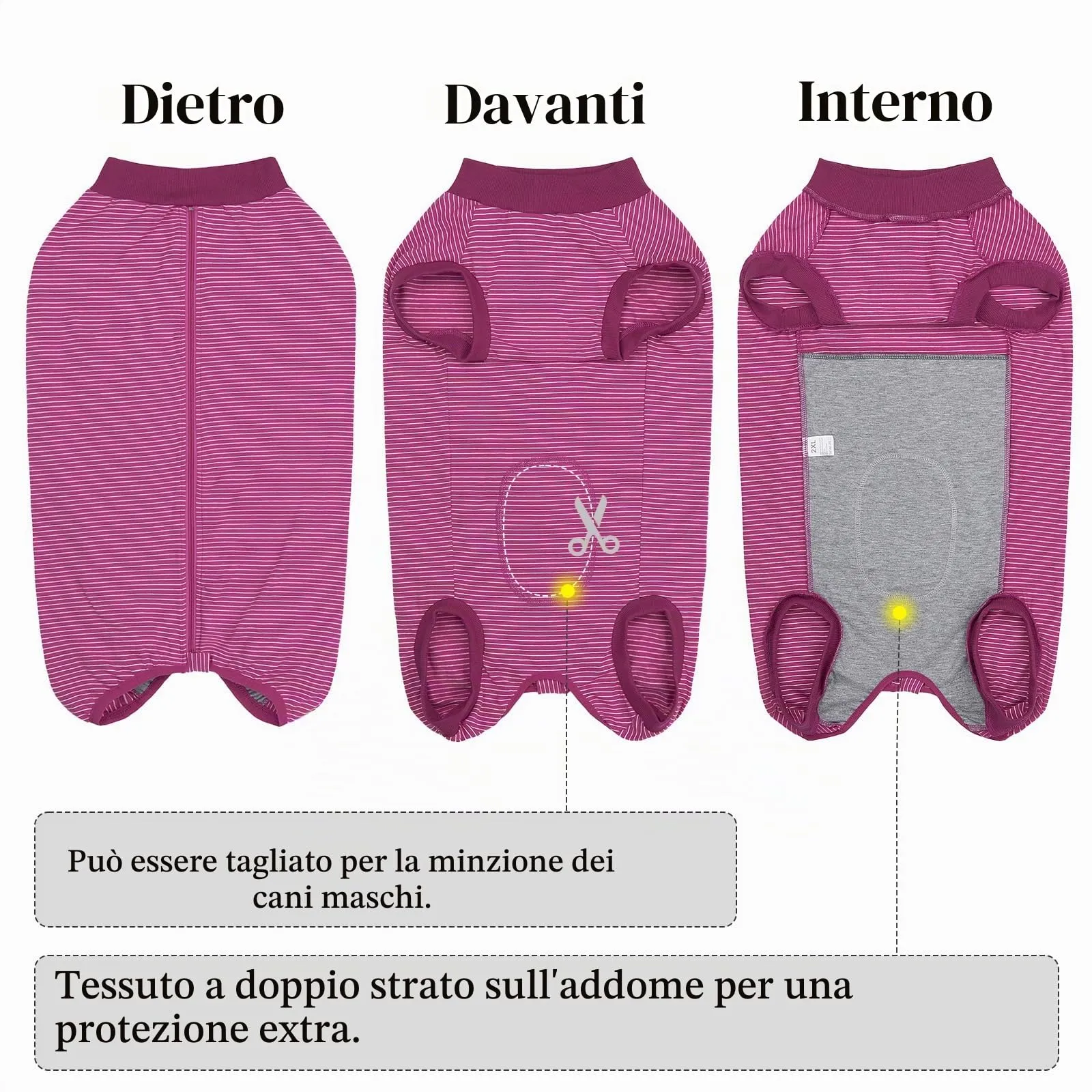 Cyponpy Tutina Post Operatoria per Cani, Vestito Chirurgico Femmina Tuta Recupero Pigiama, Alternativa al Collare Elisabettiano, 2XL, Fucsia - immagine 2