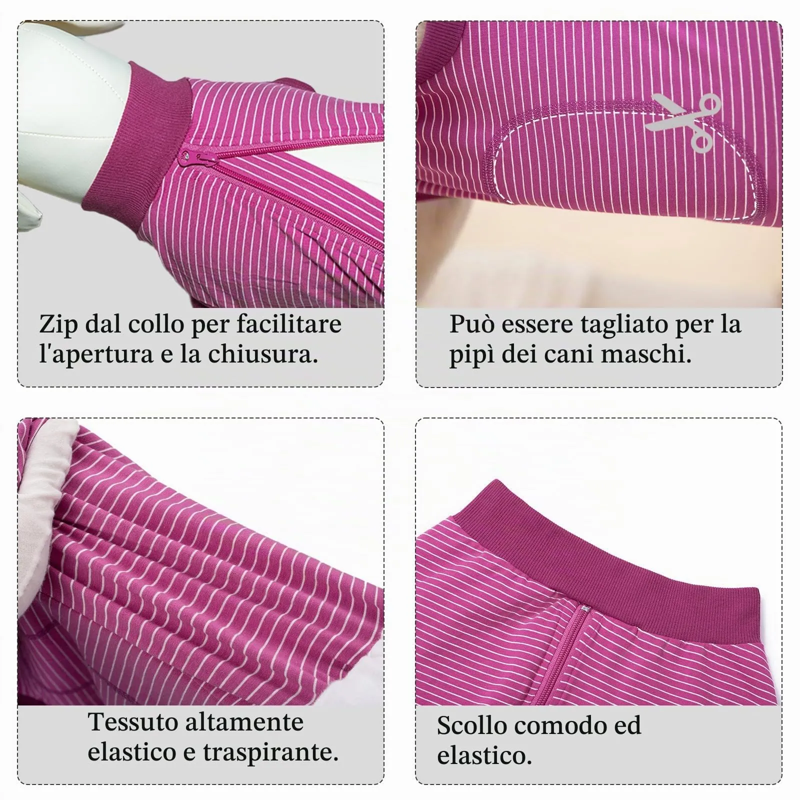 Cyponpy Tutina Post Operatoria per Cani, Vestito Chirurgico Femmina Tuta Recupero Pigiama, Alternativa al Collare Elisabettiano, 2XL, Fucsia - immagine 4