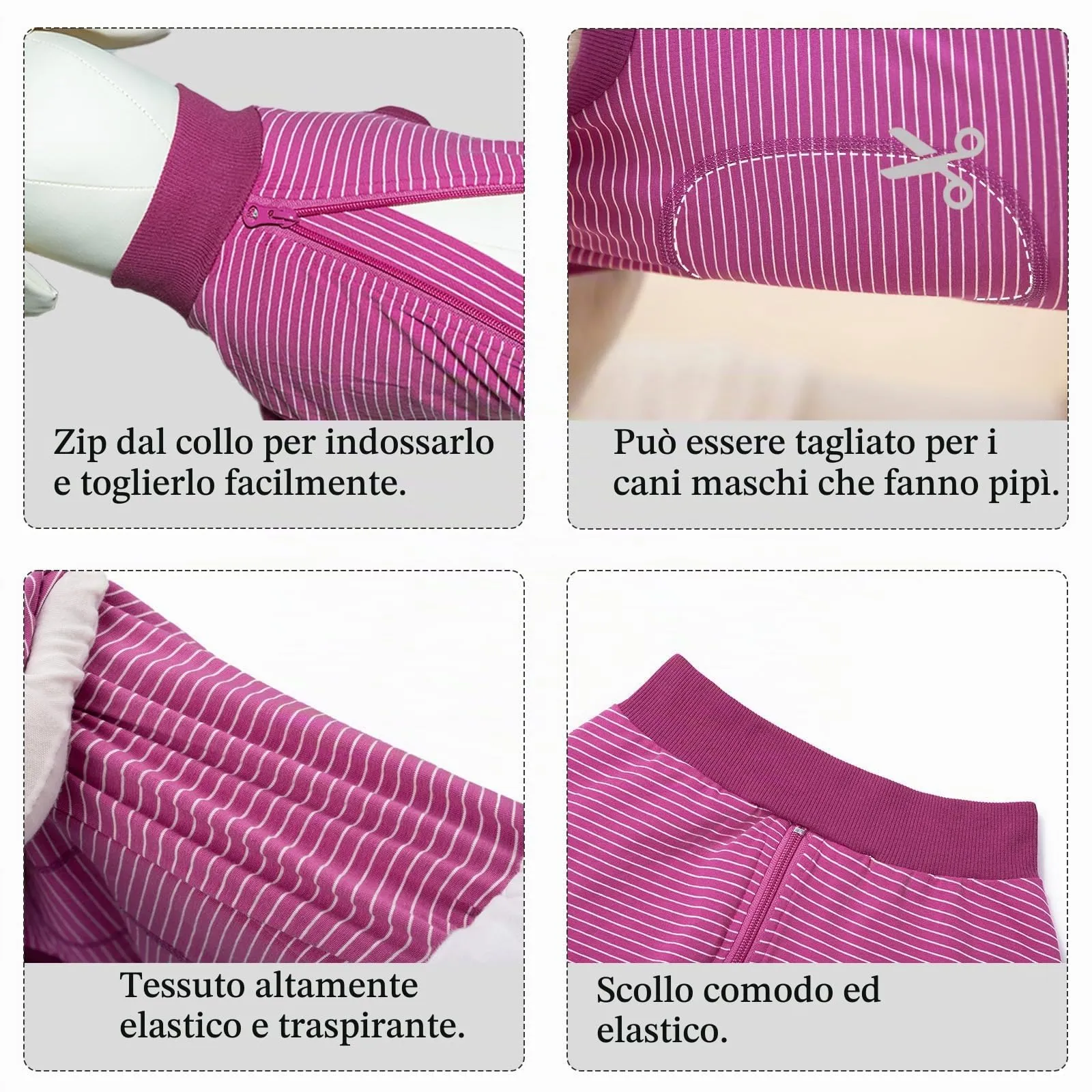 Cyponpy Tuta Post Operatoria per Cani Femmina, Body Chirurgico di Recupero, XL, Fucsia Floreale - immagine 4