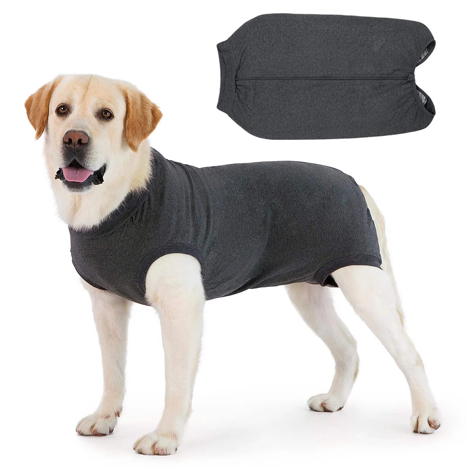 Cyponpy Tutina Post Operatoria per Cani, Vestito Chirurgico Femmina, Tuta Recupero Pigiama, Alternativa al Collare Elisabettiano, Grigio, L - immagine 1