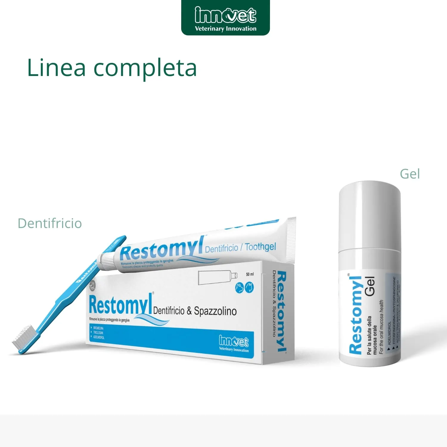 Innovet Restomyl Dentifricio per Cani e Gatti Antibatterico e Sbiancante con Spazzolino Extra Soft - immagine 5