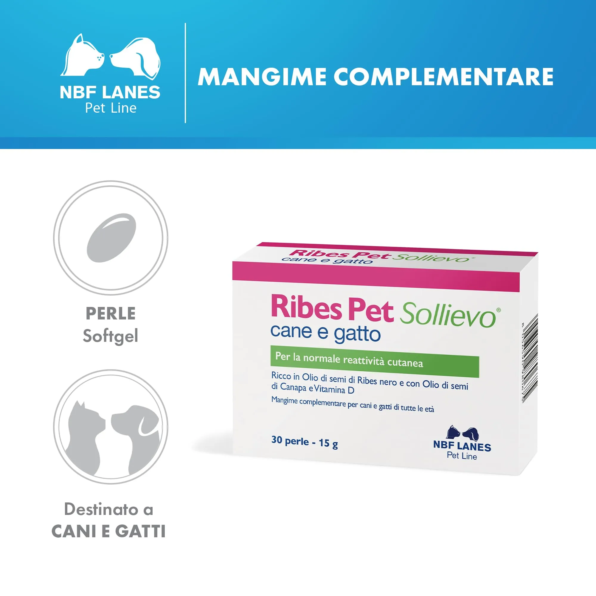 NBF Lanes Ribes Pet Sollievo Cane e Gatto, 30 Perle Appetibili - immagine 2