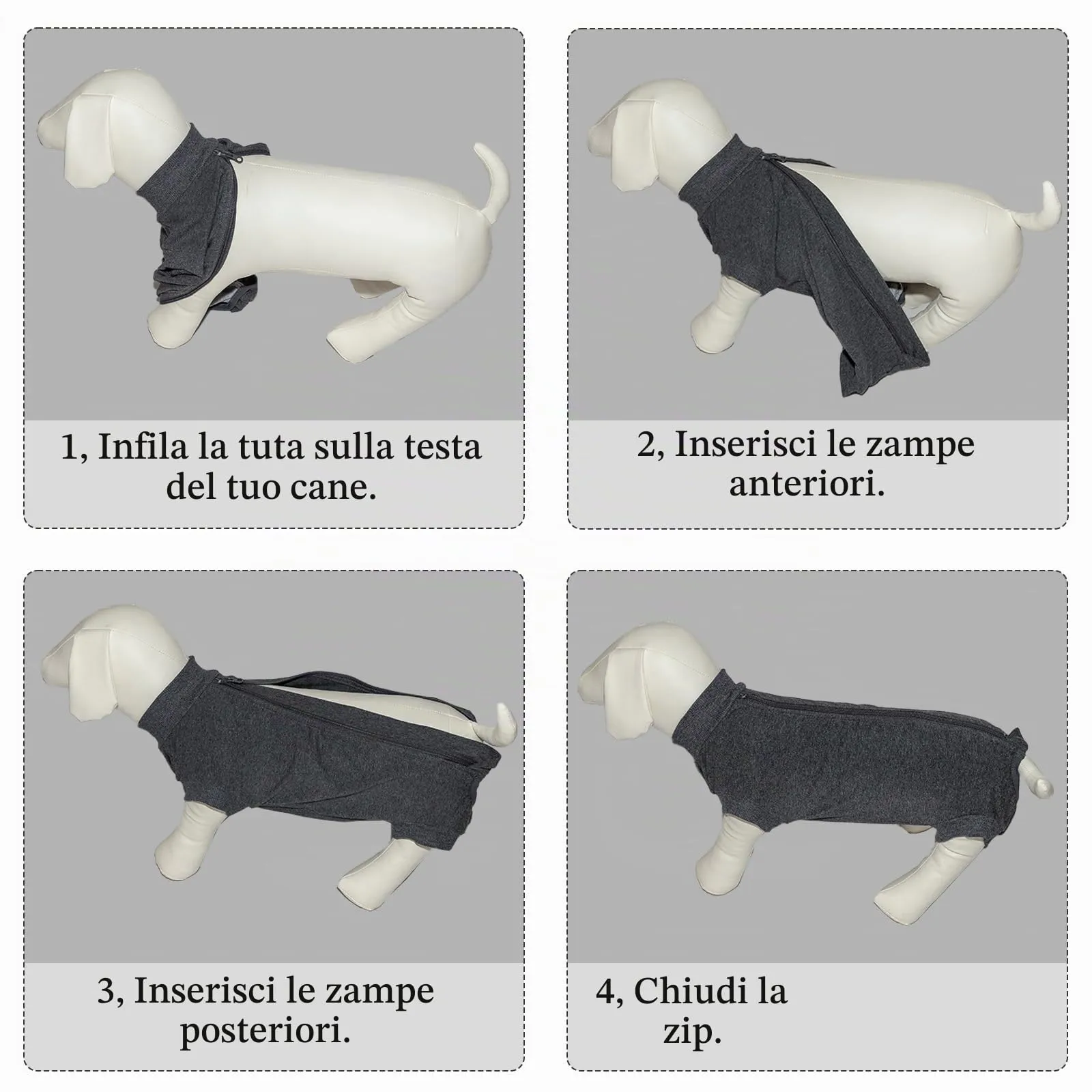 Cyponpy Tutina Post Operatoria per Cani, Vestito Chirurgico Femmina, Tuta Recupero e Pigiama, Grigio, XL - immagine 6