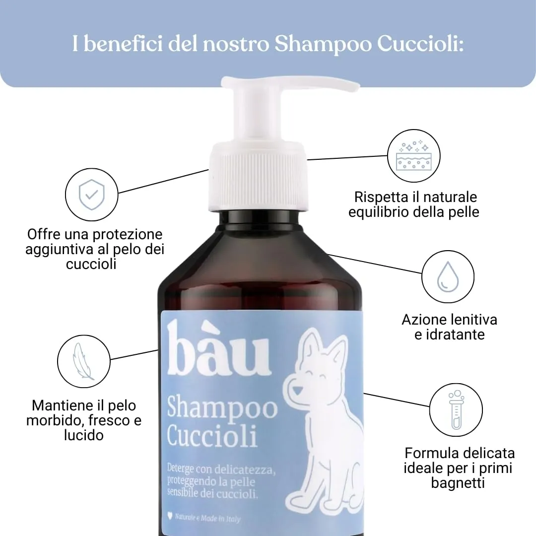 Bau Shampoo Cuccioli Cane Delicato con Aloe Vera, Avena e Pantenolo, 250ml - immagine 2
