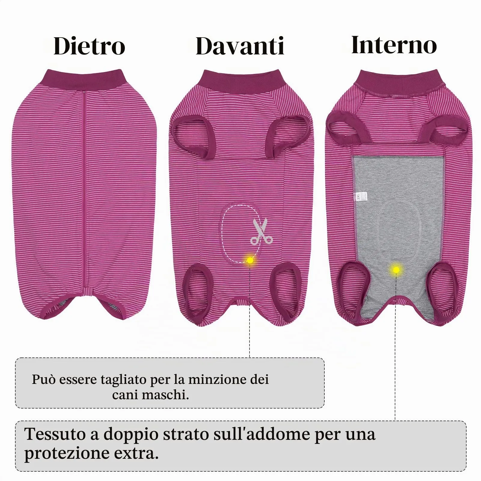 Cyponpy Tutina Post Operatoria per Cani, Vestito Chirurgico Femmina Tuta Recupero Pigiama, Taglia 3XL, Fucsia - immagine 2