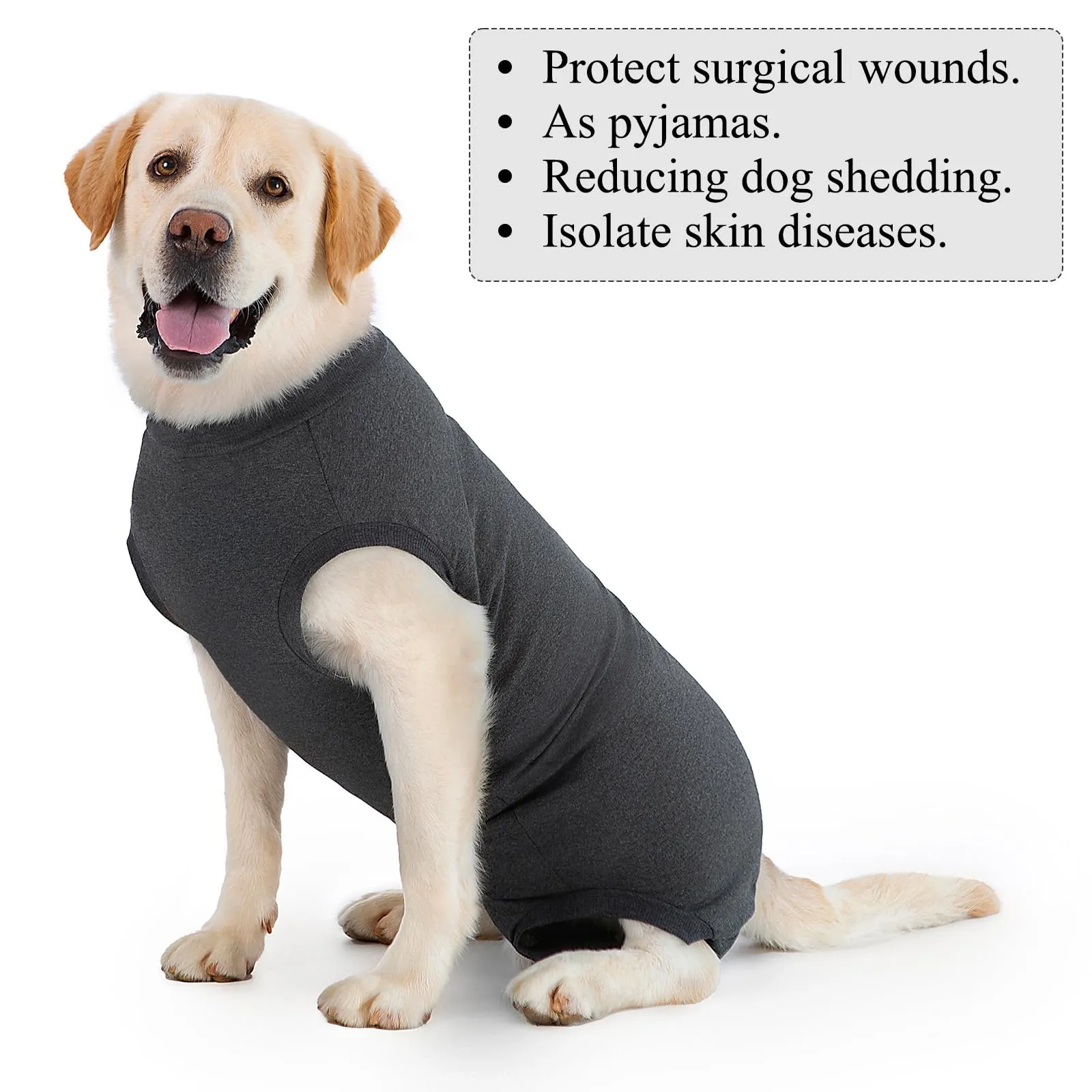 Cyponpy Tuta Post Operatoria per Cani, Vestito Chirurgico Femmina, Grigio, Taglia M - immagine 5
