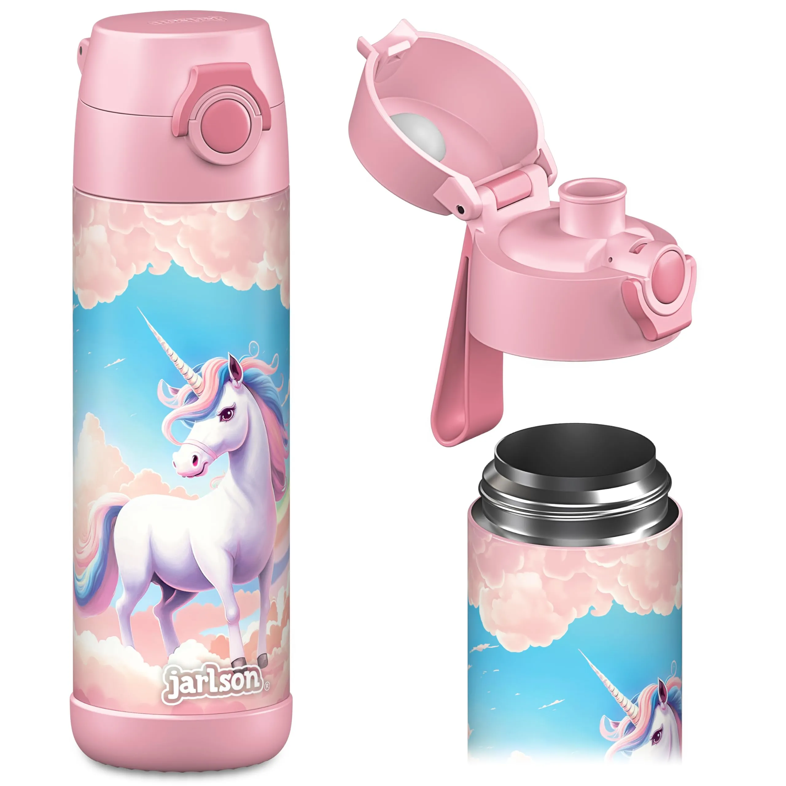 Jarlson Borraccia Termica Bambini Mali 500ml Acciaio Inox (Unicorno) - immagine 1