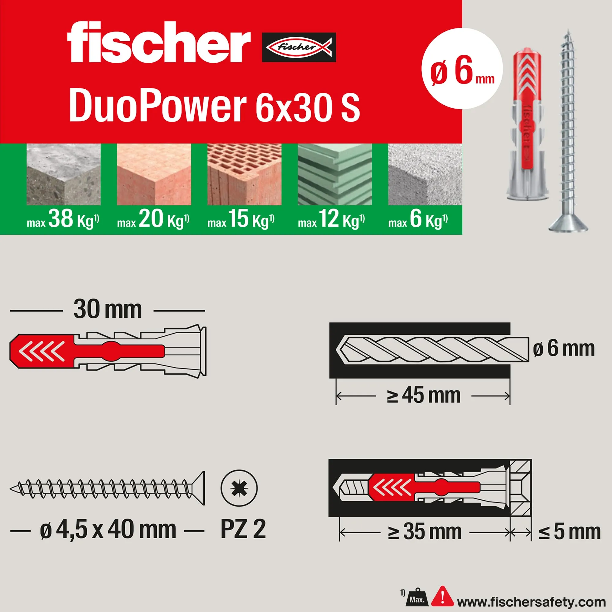 Fischer PowerBox 180 Tasselli DuoPower con Viti e Ganci, 360 Pz, 564282 - immagine 8