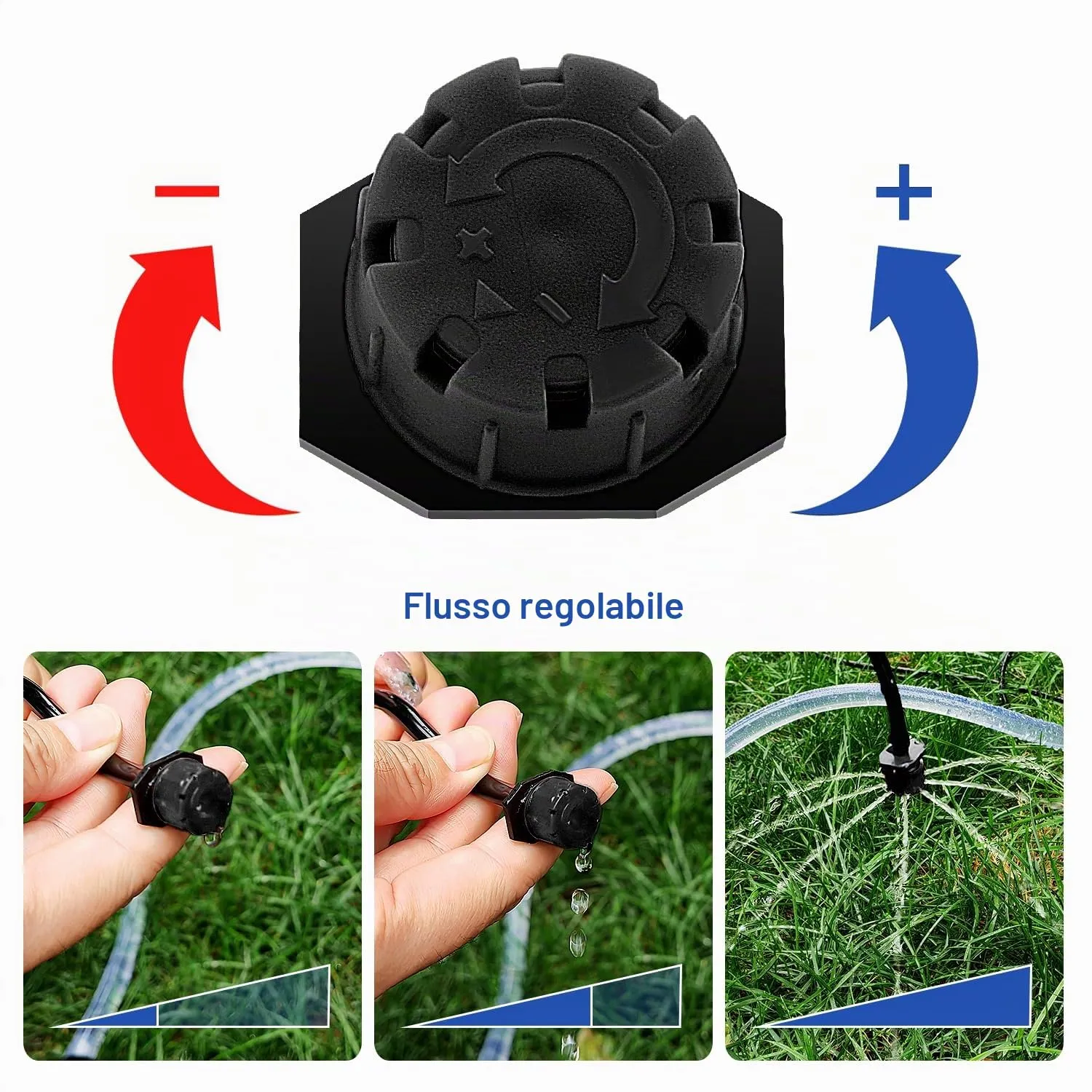 VooGenzek Kit Irrigazione a Goccia Automatico 120 Pezzi 4/7mm, 40 Gocciolatori Regolabili, 40 Connettori a T e 40 Staffe per Tubo, Nero - immagine 3
