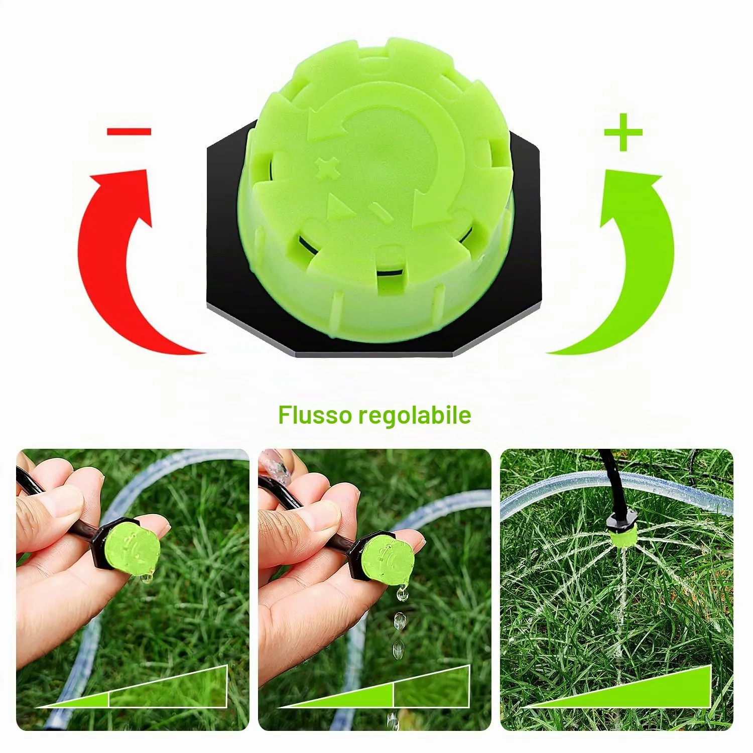 VooGenzek Kit Irrigazione a Goccia Automatico 120 Pezzi 4/7mm con 40 Gocciolatori Regolabili, 40 Connettori a T e 40 Staffe per Tubo - immagine 3