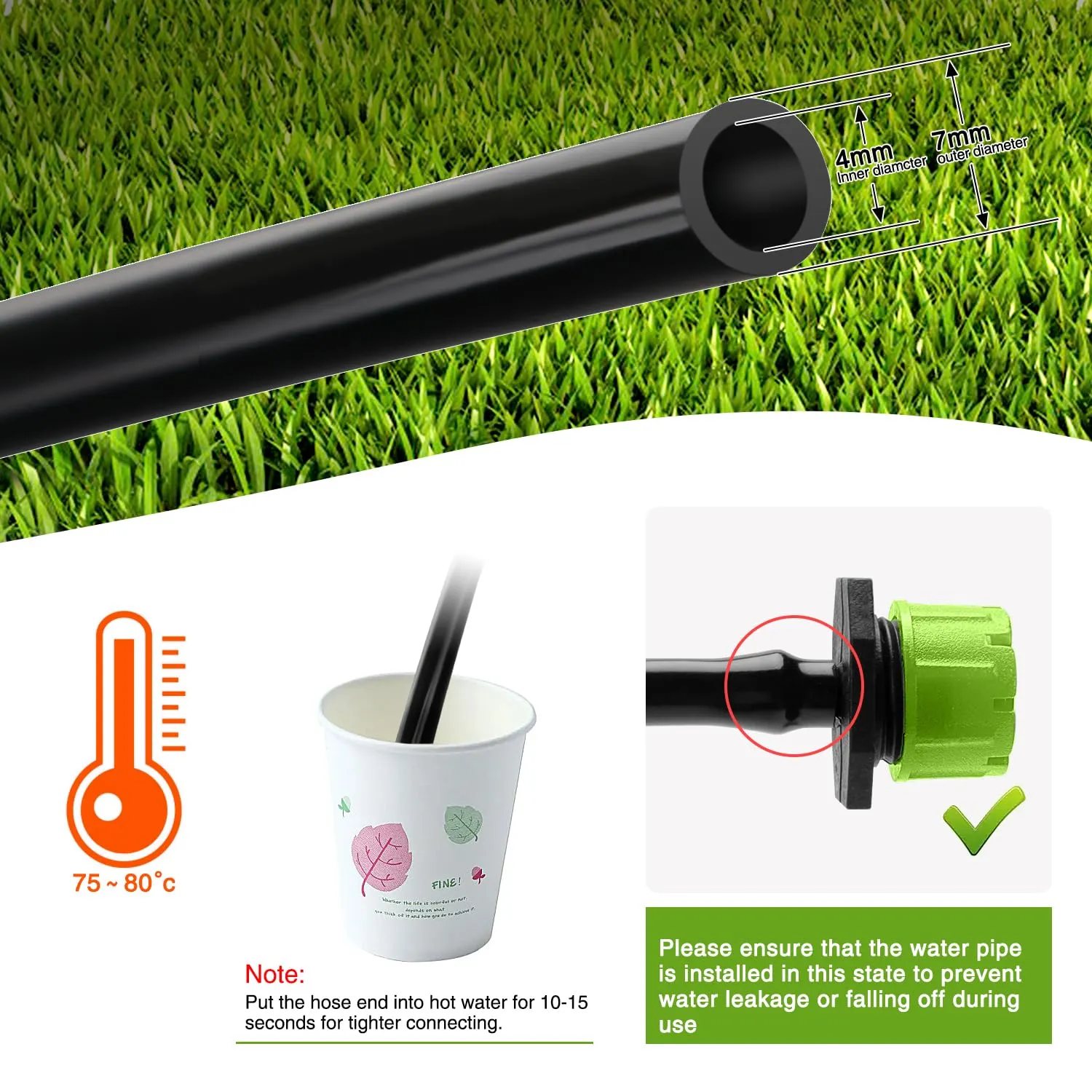 VooGenzek Kit Irrigazione a Goccia Automatico 120 Pezzi 4/7mm con 40 Gocciolatori Regolabili, 40 Connettori a T e 40 Staffe per Tubo - immagine 4