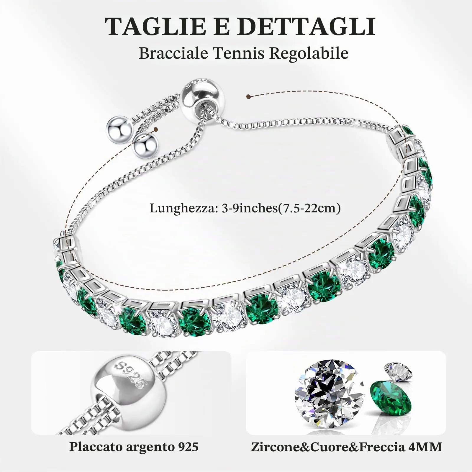 J.Fée Bracciale Tennis Donna in Argento 925 e Zircone 5A, 21 cm - immagine 2