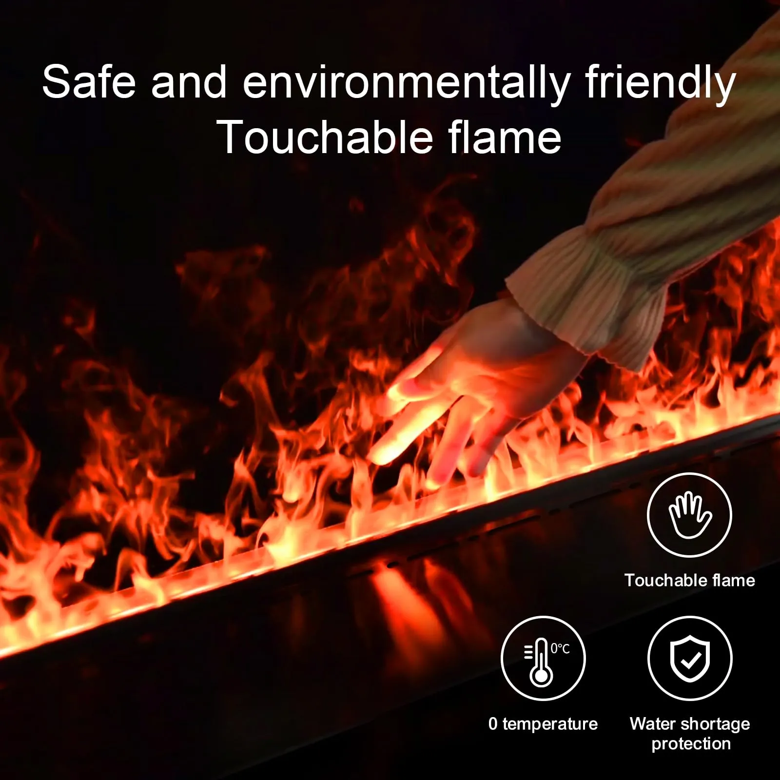 Mexhom Camino Elettrico a Vapore Acqueo 3D, 50cm, Fiamma Realistica, Senza Calore - immagine 6