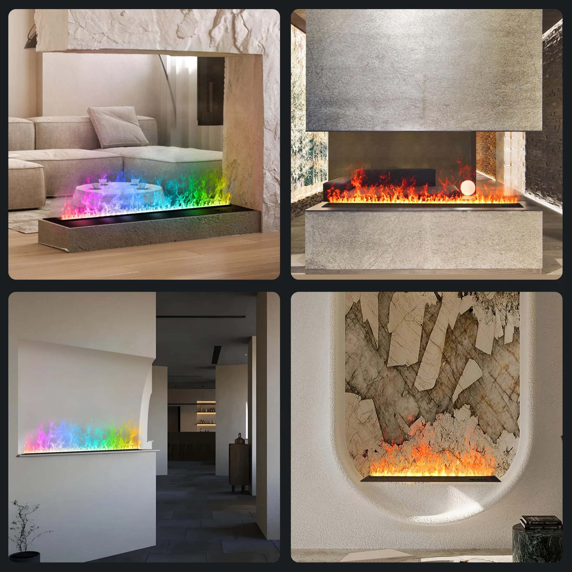 Mexhom Camino Elettrico a Vapore Acqueo 3D 50cm, Fiamma 9 Colori APP, Senza Calore - immagine 5