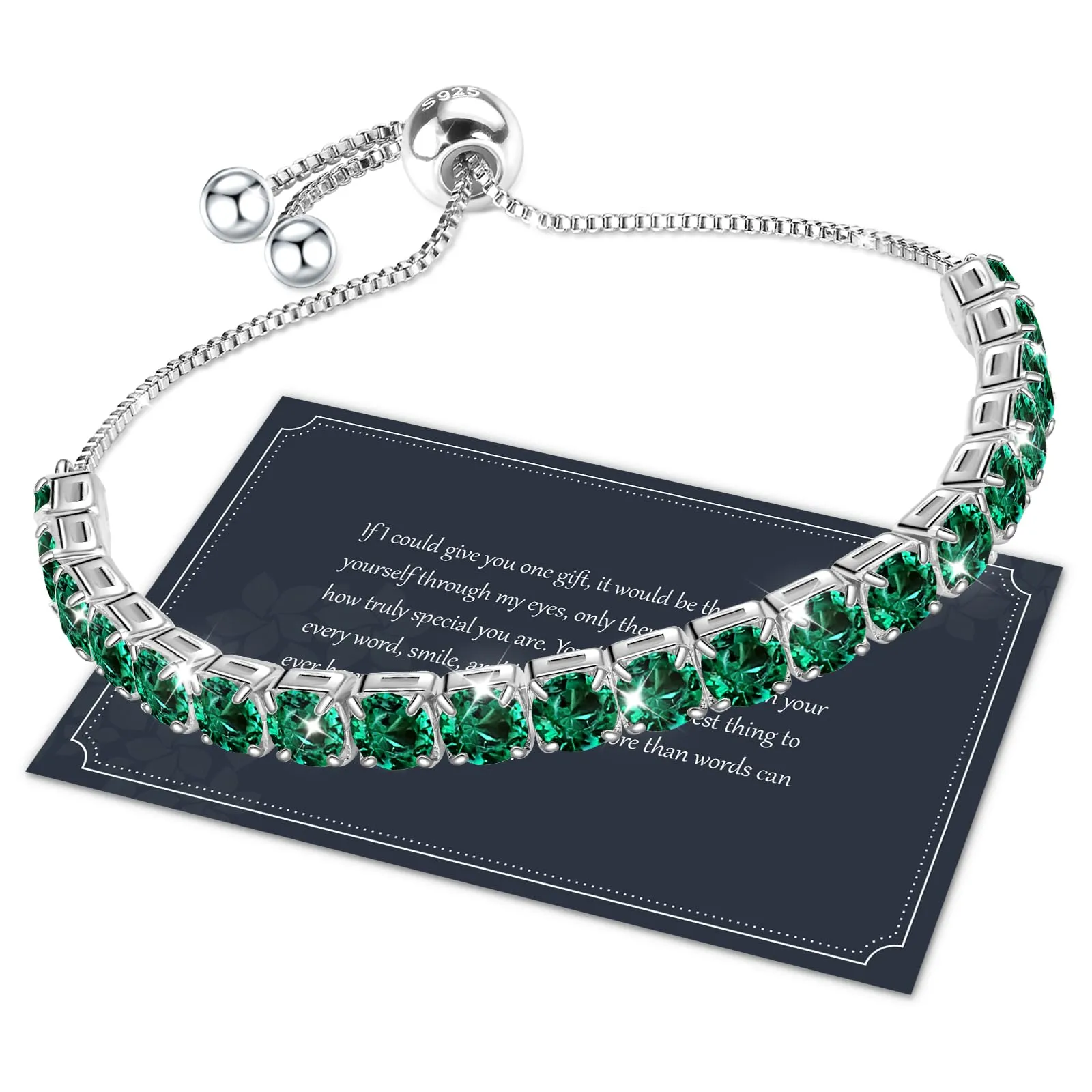 J.Fée Bracciale Tennis Donna in Argento 925 e Zircone Verde - immagine 1