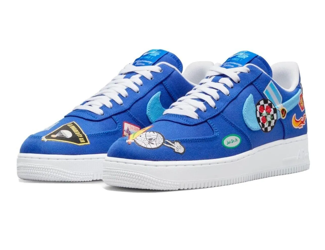 Nike Air Force 1 '07 CT2302 003 Pebbled Leather Pure Platinum Racer Blue University Blue, 42 EU - immagine 3