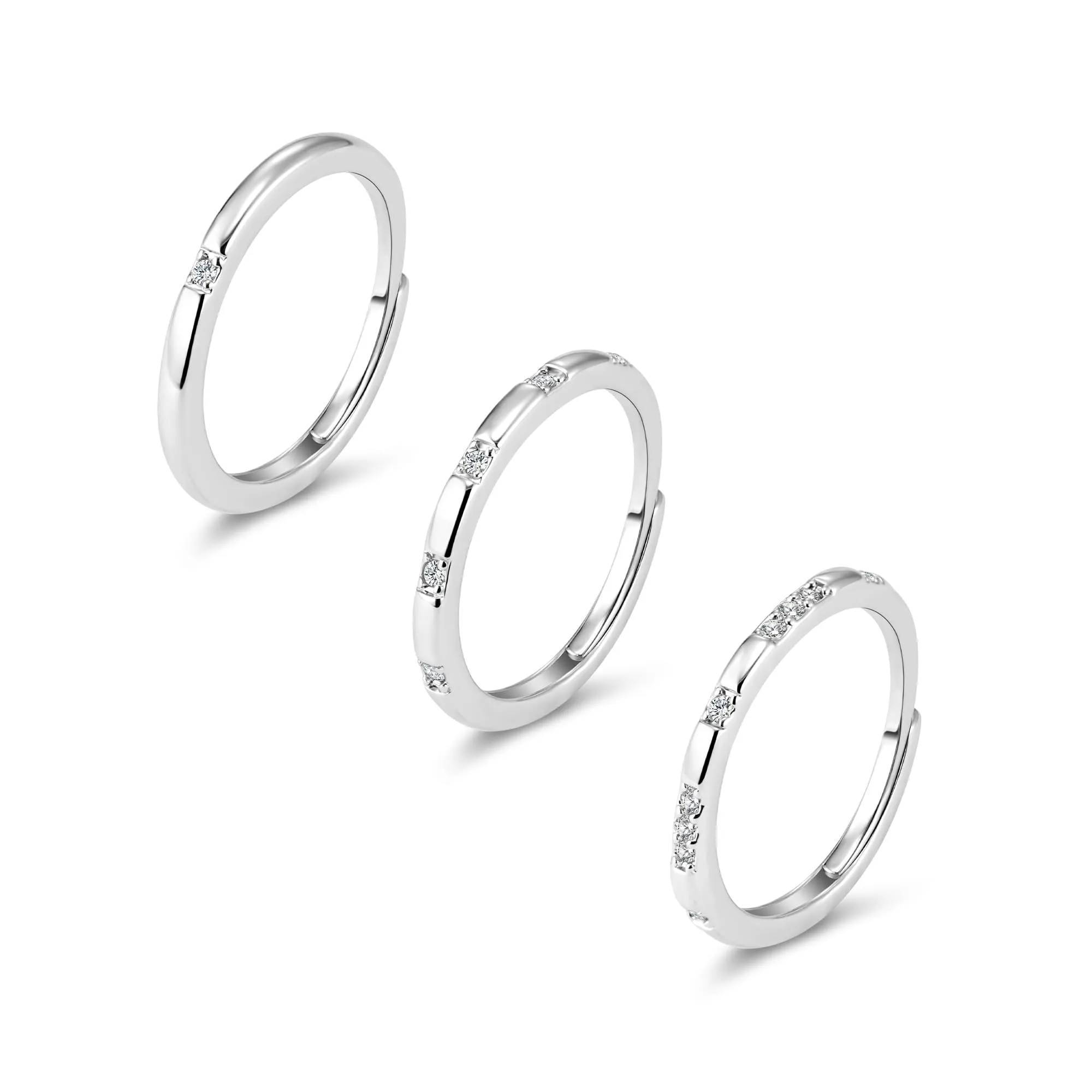 ALEXCRAFT Set Anelli Donna Argento Regolabili Fedina - immagine 1