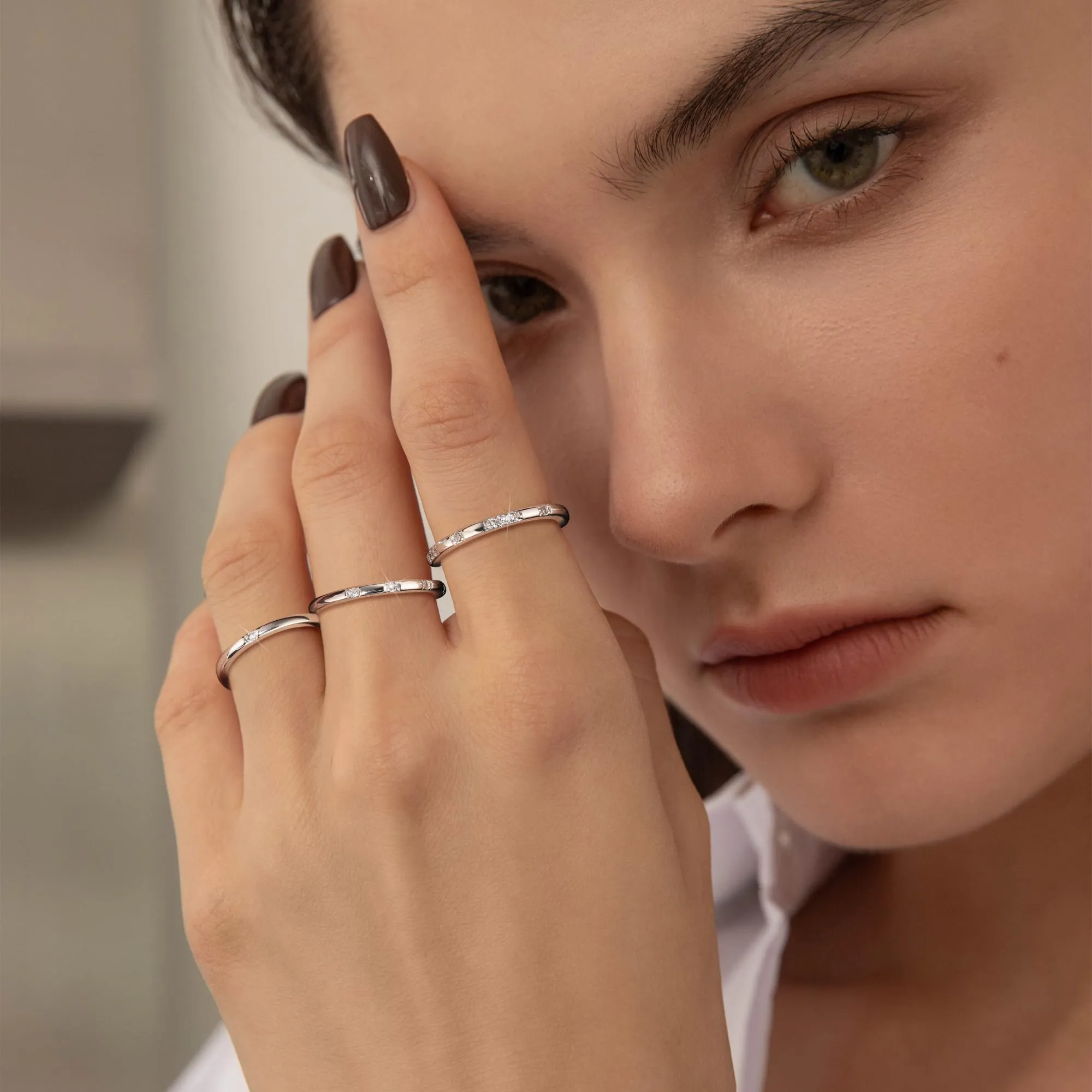 ALEXCRAFT Set Anelli Donna Argento Regolabili Fedina - immagine 2