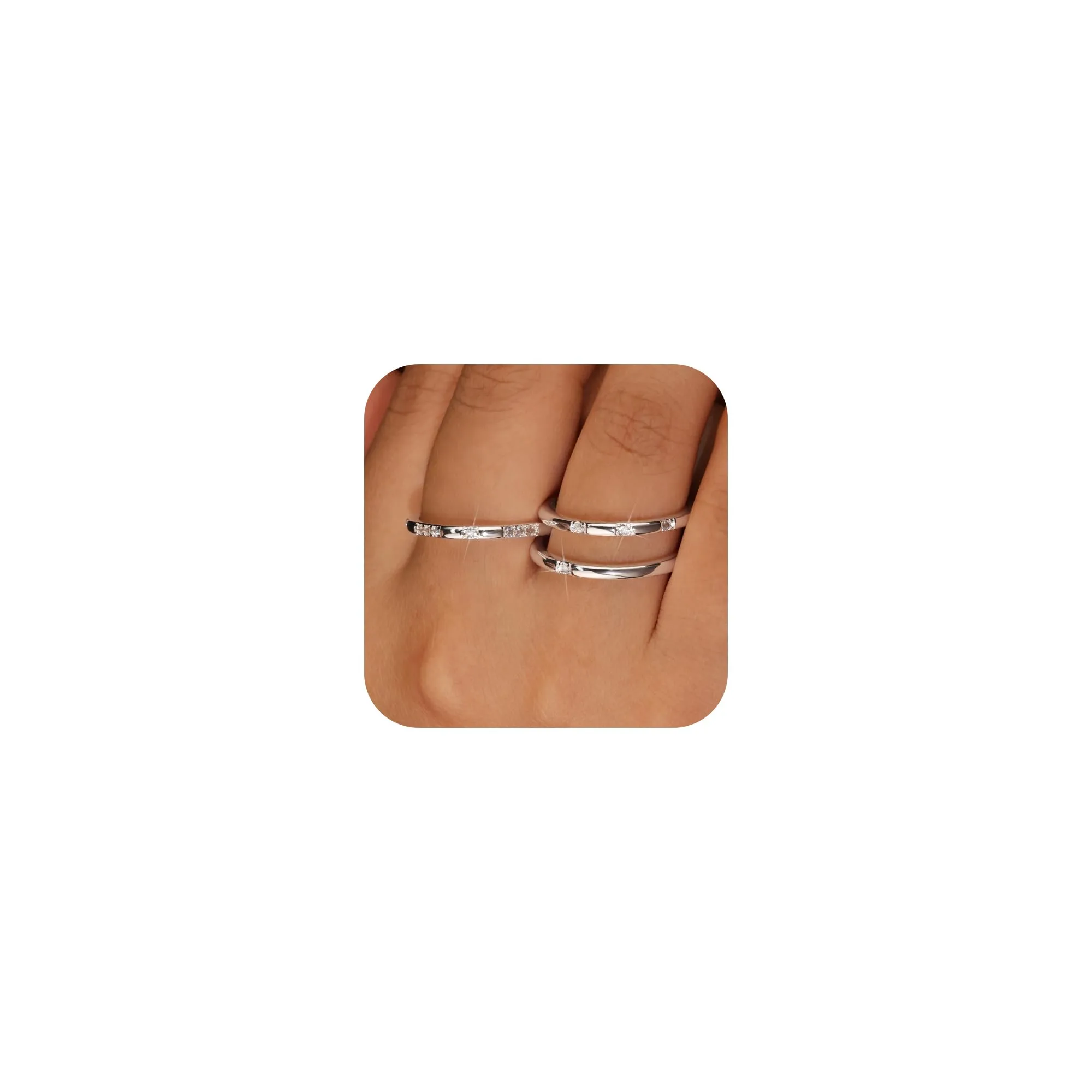 ALEXCRAFT Set Anelli Donna Argento Regolabili Fedina - immagine 4