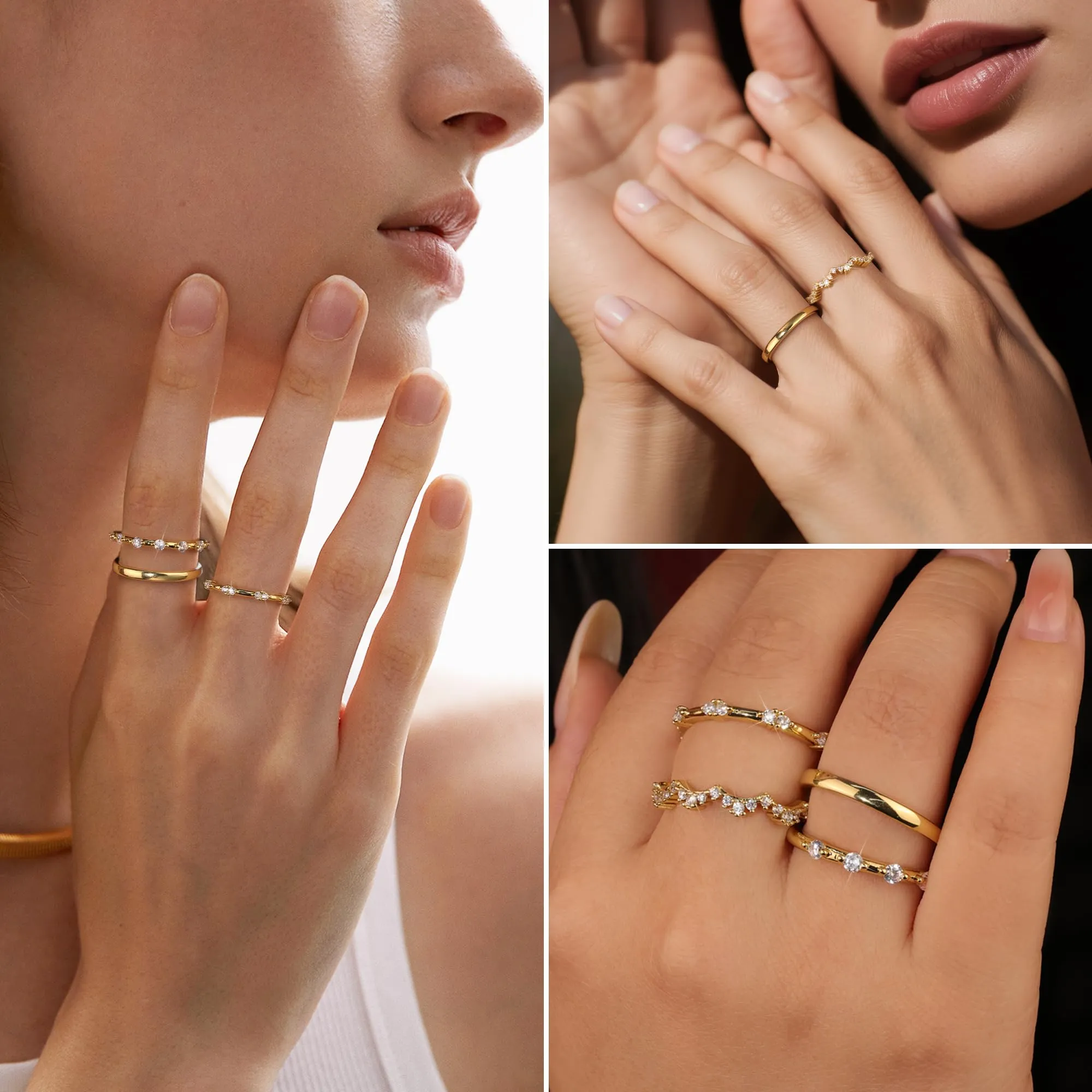 ALEXCRAFT Anelli Dorati Regolabili Fascia Fede per Donna - immagine 4