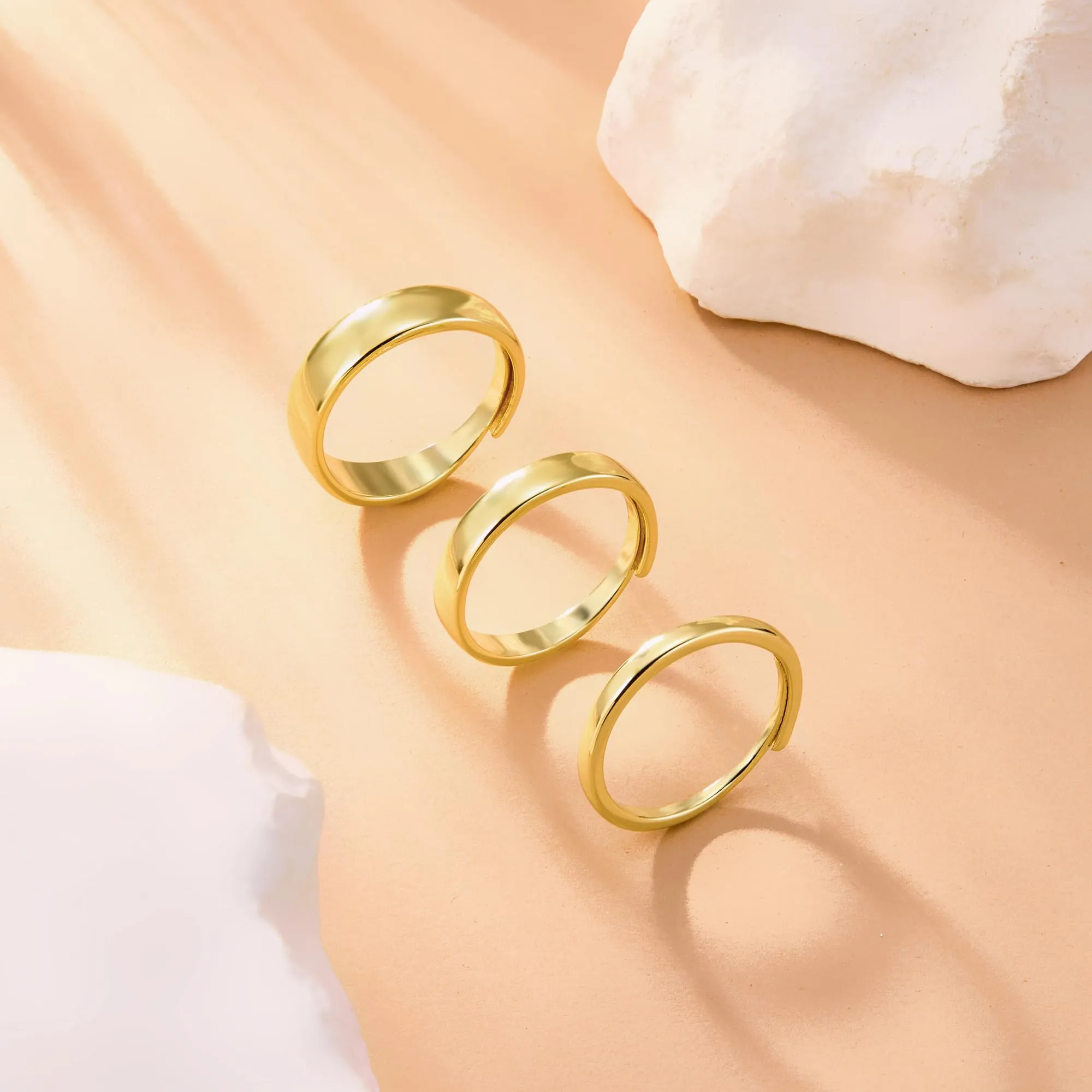 ALEXCRAFT Set Anelli Donna Uomo Acciaio Oro Regolabili - immagine 5