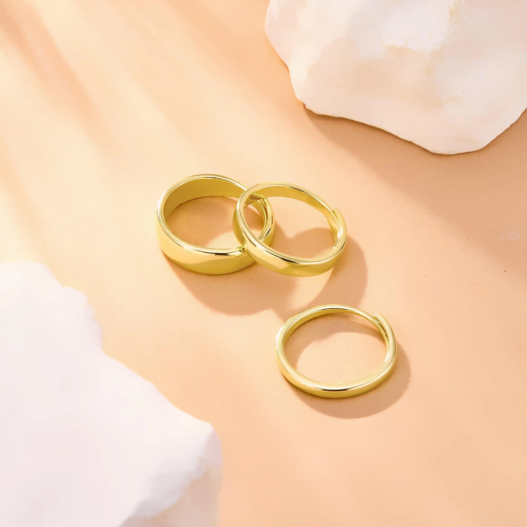 ALEXCRAFT Set Anelli Donna Uomo Acciaio Oro Regolabili - immagine 6