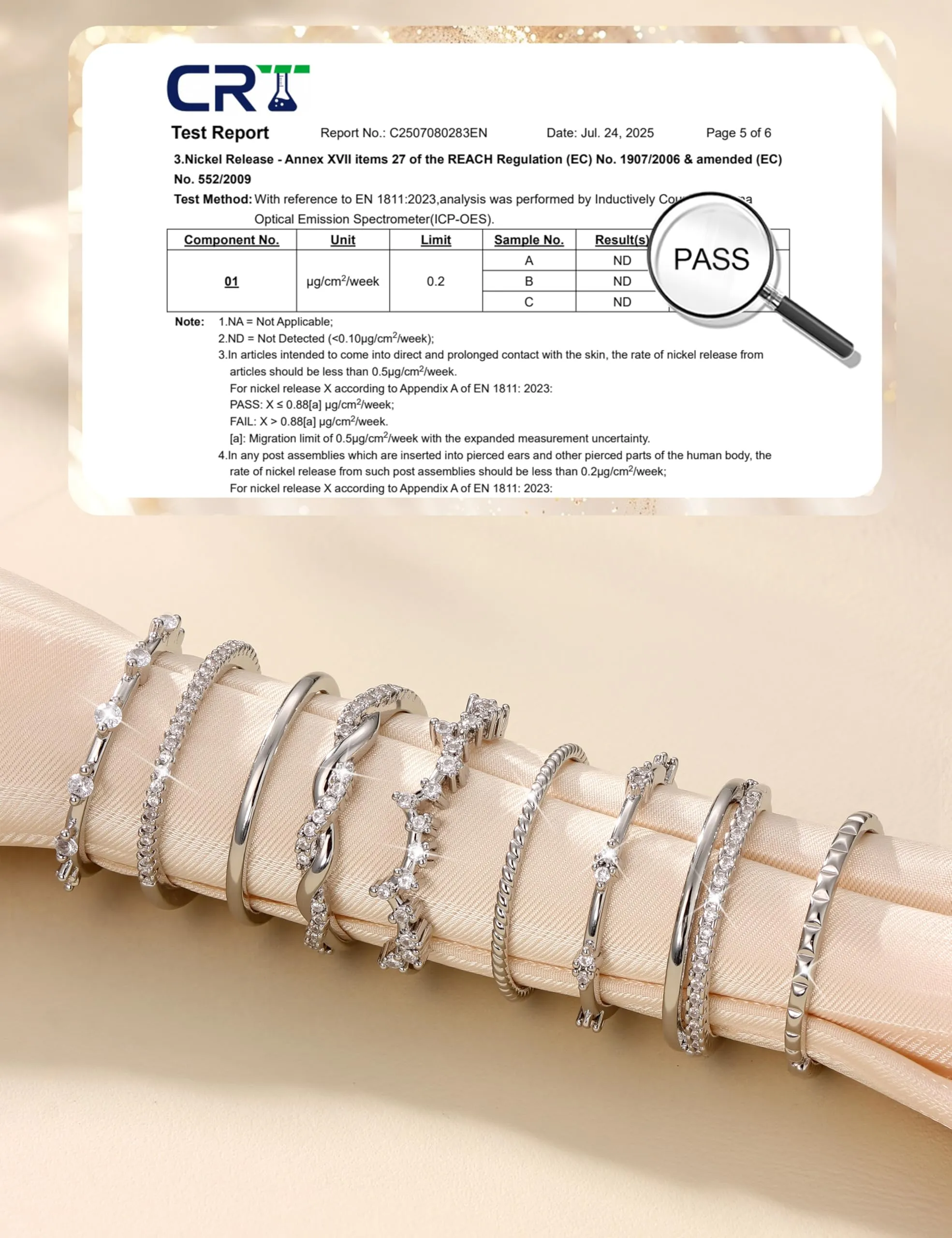 LOLIAS Set di 9 Anelli Donna in Argento 925 e Acciaio Inossidabile - immagine 5