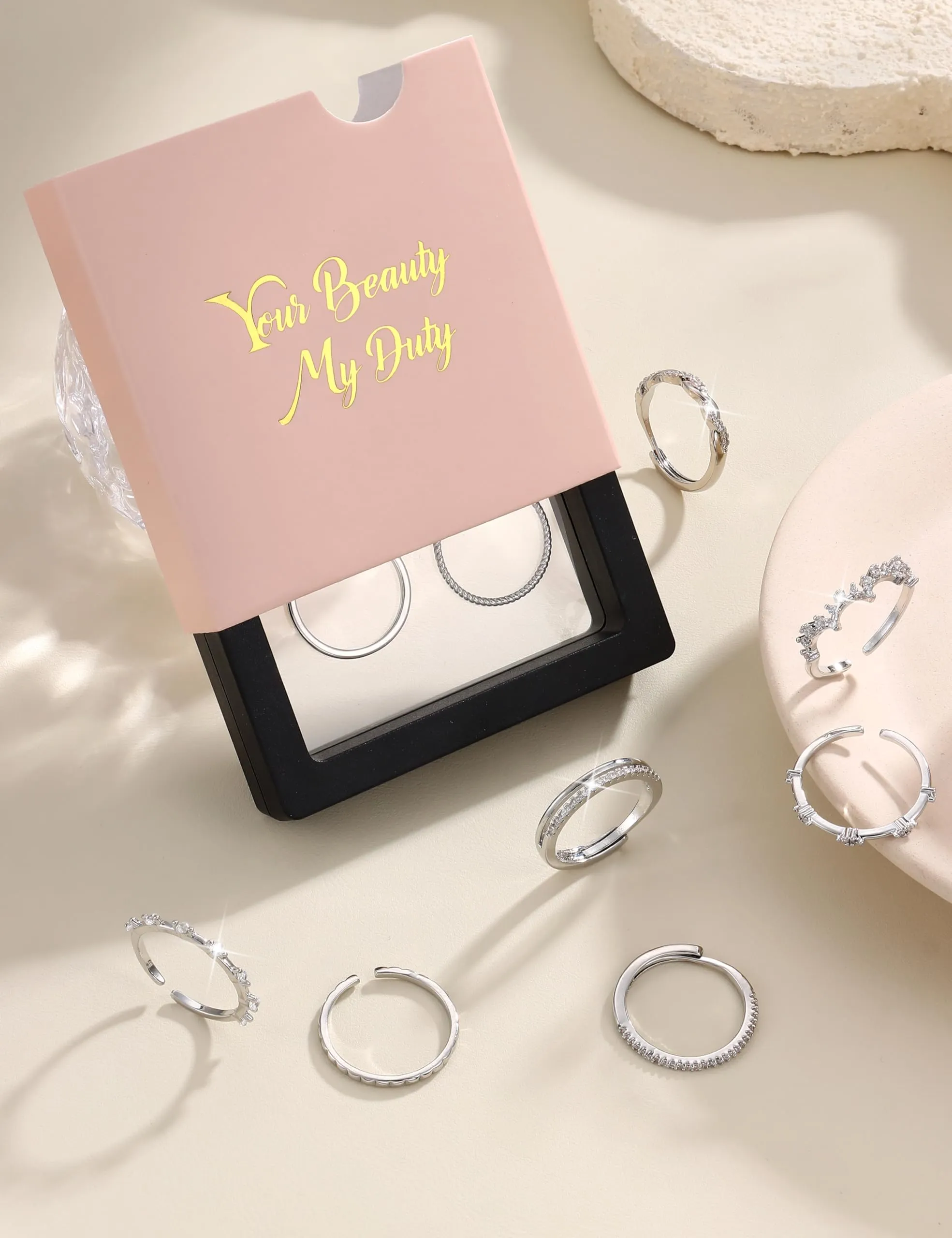LOLIAS Set di 9 Anelli Donna in Argento 925 e Acciaio Inossidabile - immagine 6