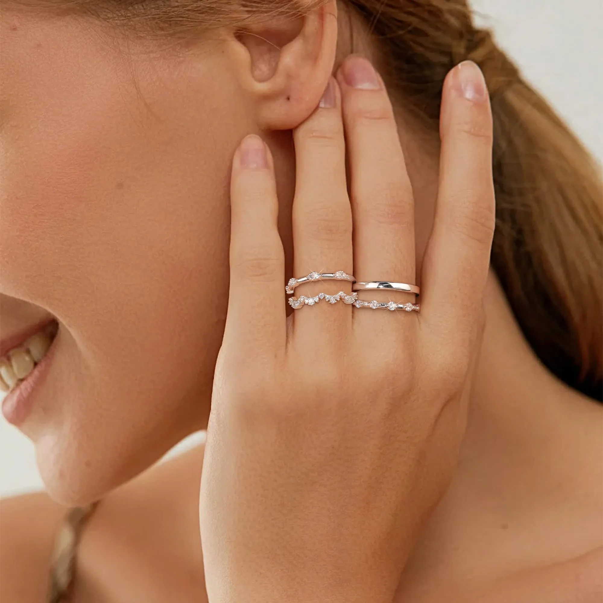 ALEXCRAFT Set Anelli Donna in Acciaio Inossidabile Argento Regolabili, 4 Pezzi - immagine 3