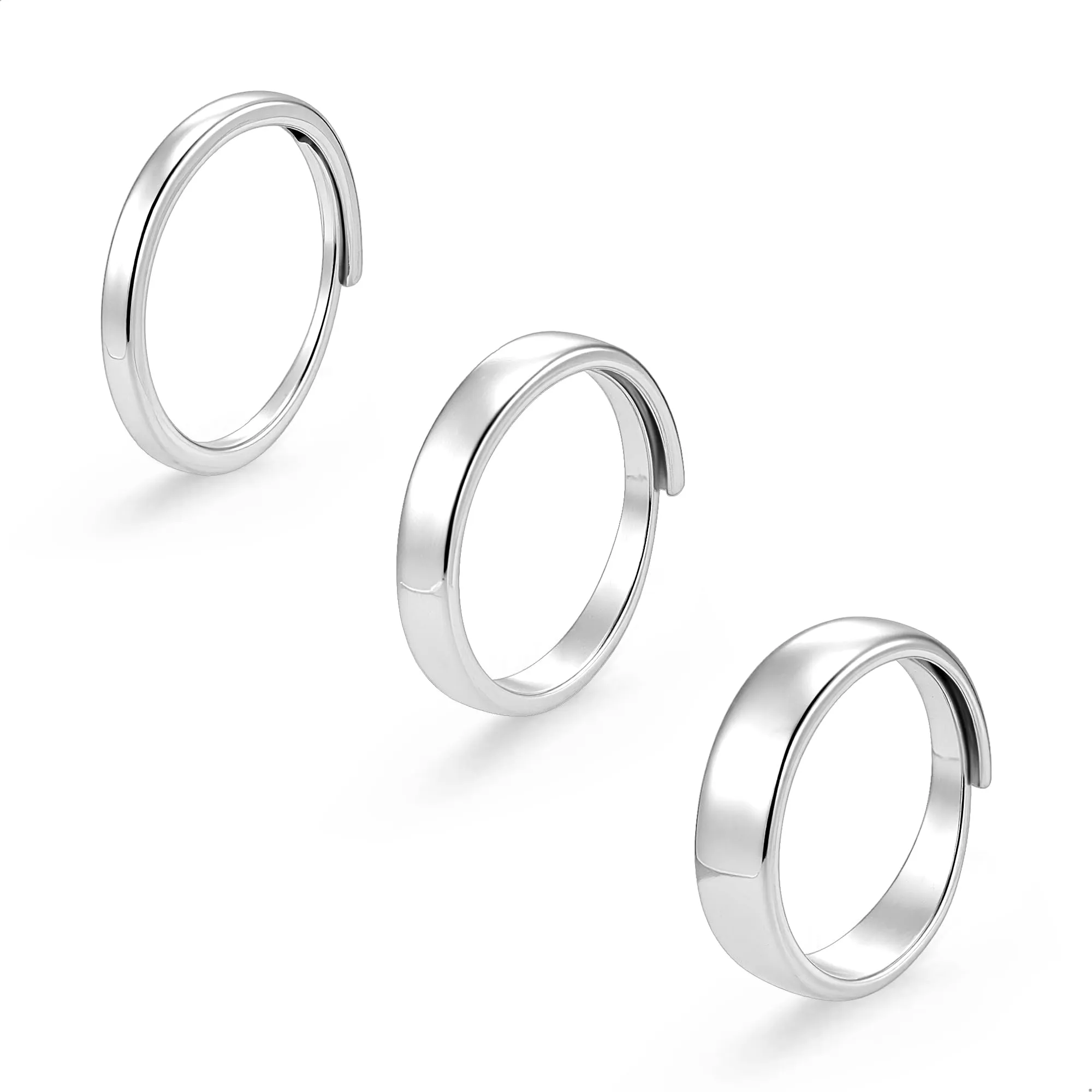 ALEXCRAFT Set Anelli Donna Uomo Argento Regolabili - immagine 1