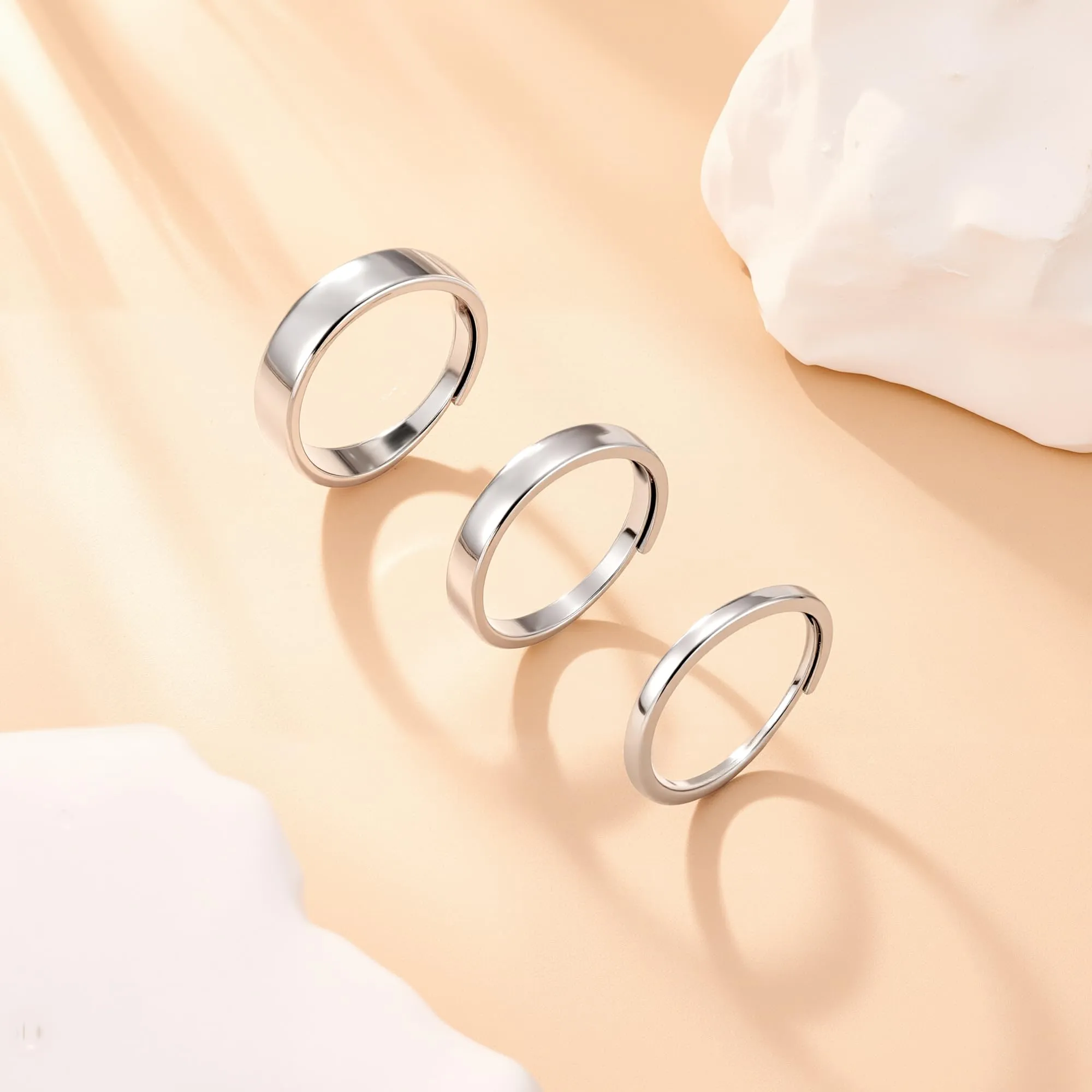 ALEXCRAFT Set Anelli Donna Uomo Argento Regolabili - immagine 5