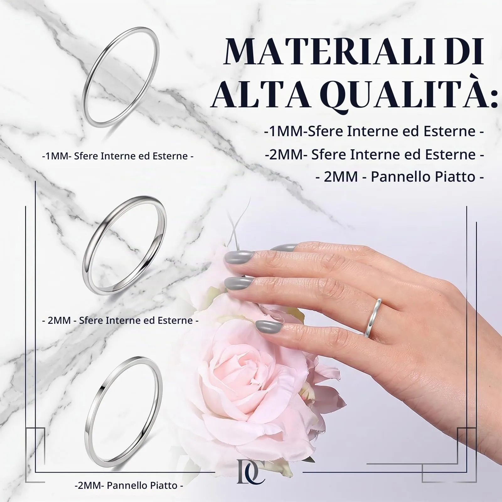 IBXWMNG Set di 8 Anelli Impilabili in Acciaio Inox, Misura 5 6 7 8, Argento - immagine 3