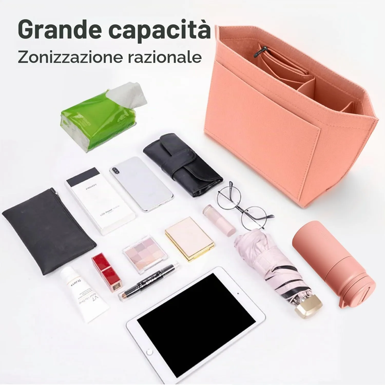 ZOLGINAH Organizer in Feltro per Borsa Longchamp, Rosa, M - immagine 5