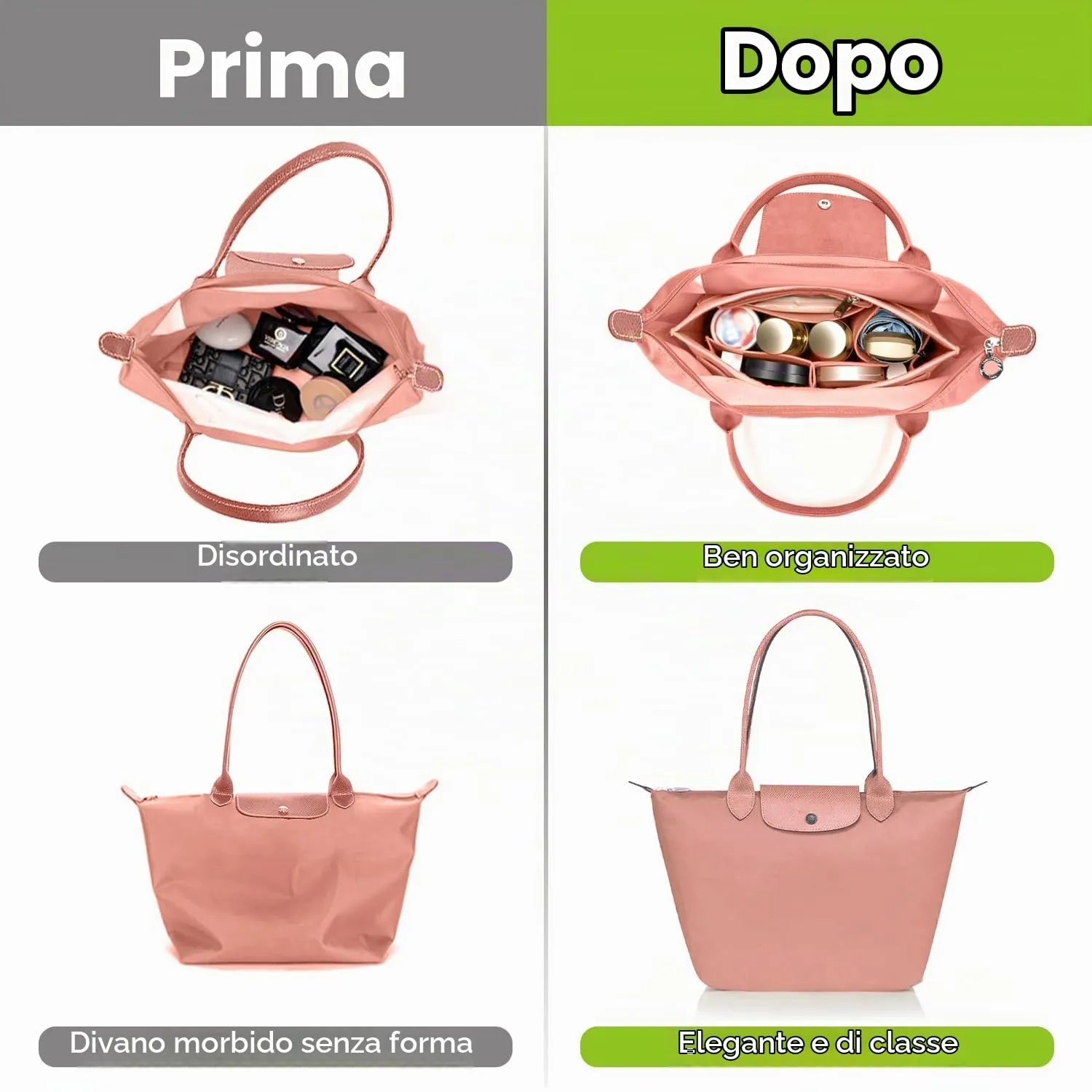ZOLGINAH Organizer in Feltro per Borsa Longchamp, Rosa, M - immagine 6