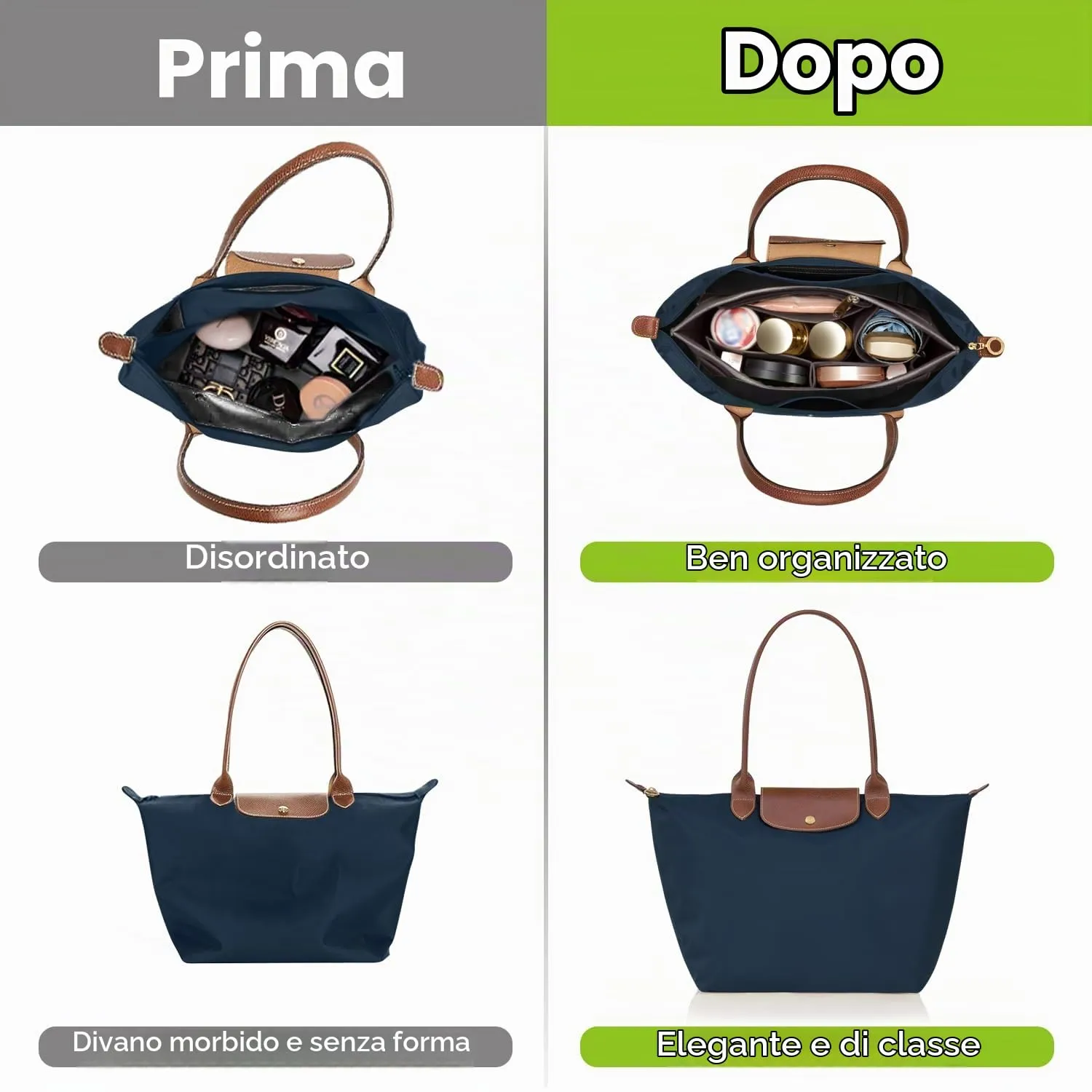 ZOLGINAH Organizer in Feltro per Borsa Longchamp, Grigio Scuro, M - immagine 6