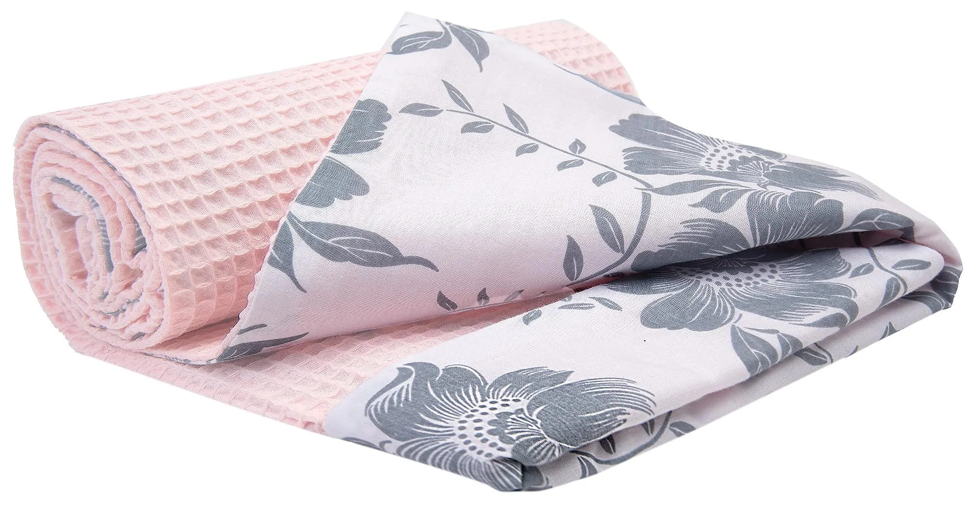 Medi Partners Coperta per Neonato in Cotone Waffle, 75x100cm, Berry con Ros - immagine 1