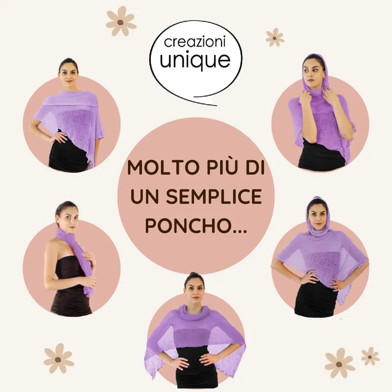creazioni unique Poncho Coprispalle Donna in Rete di Viscosa Lurex - Terra Oro - immagine 3
