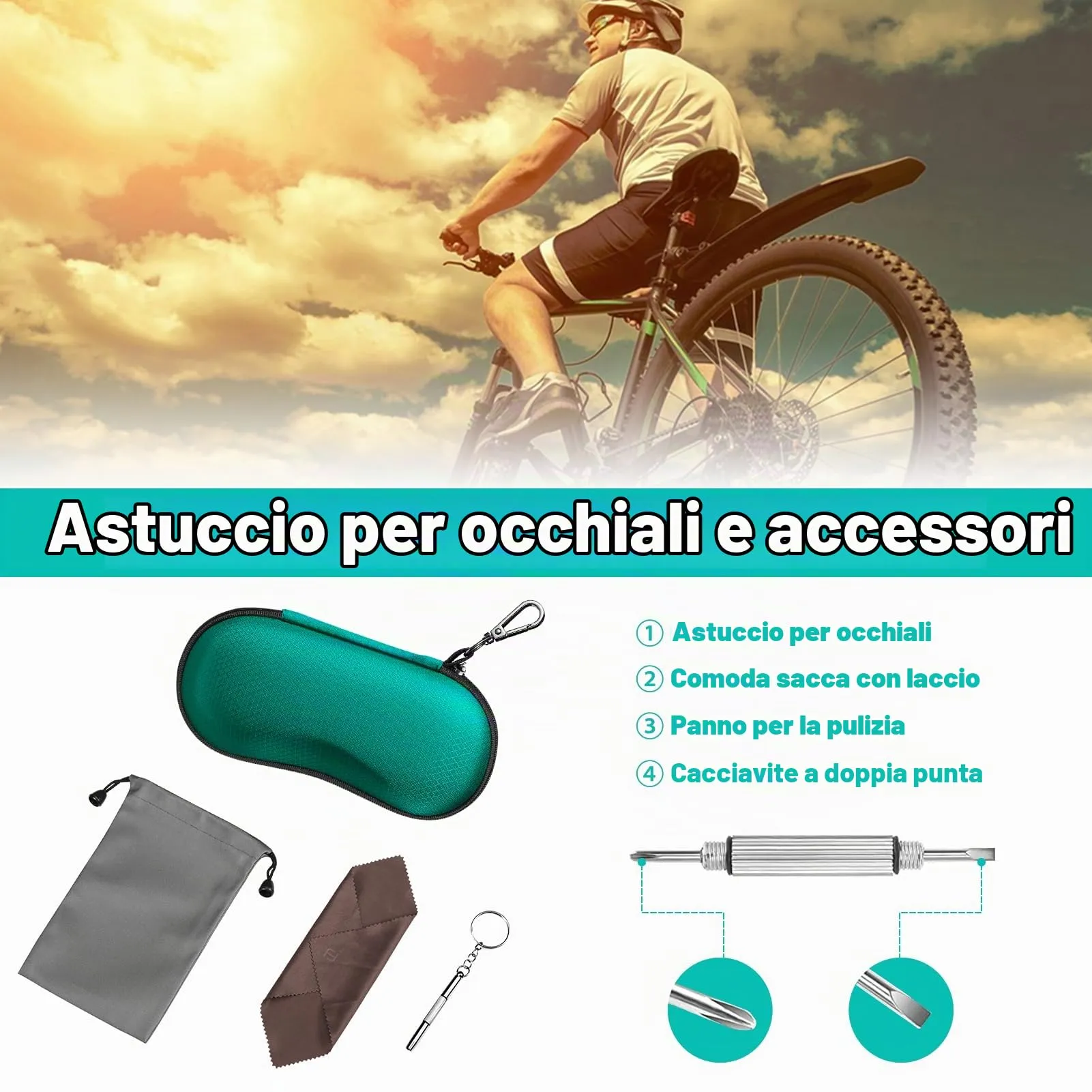 FINTIE Custodia Rigida per Occhiali da Sole e Vista, EVA, Verde - immagine 2