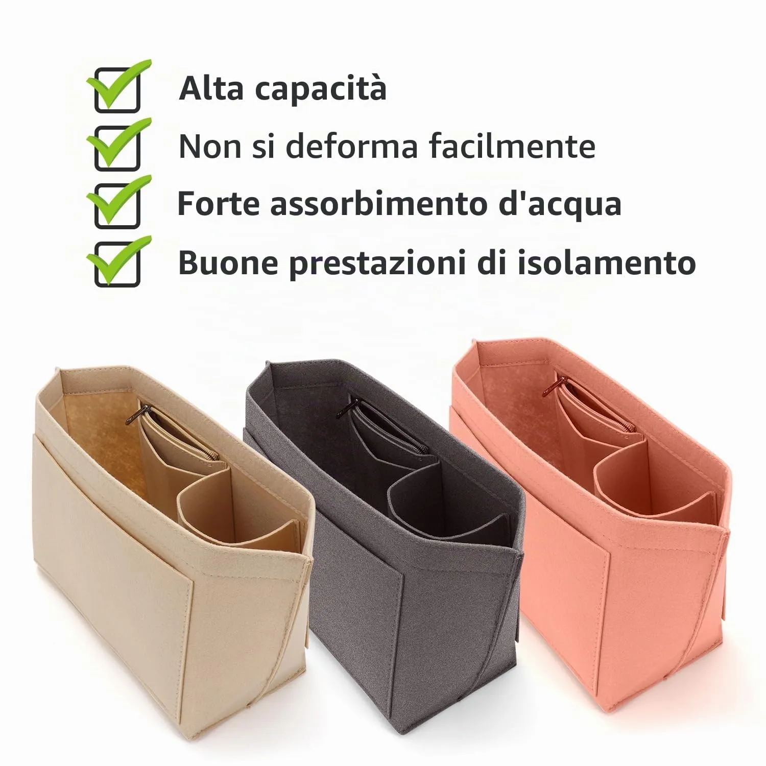 ZOLGINAH Organizer in Feltro per Borsa Longchamp, Beige, L - immagine 7