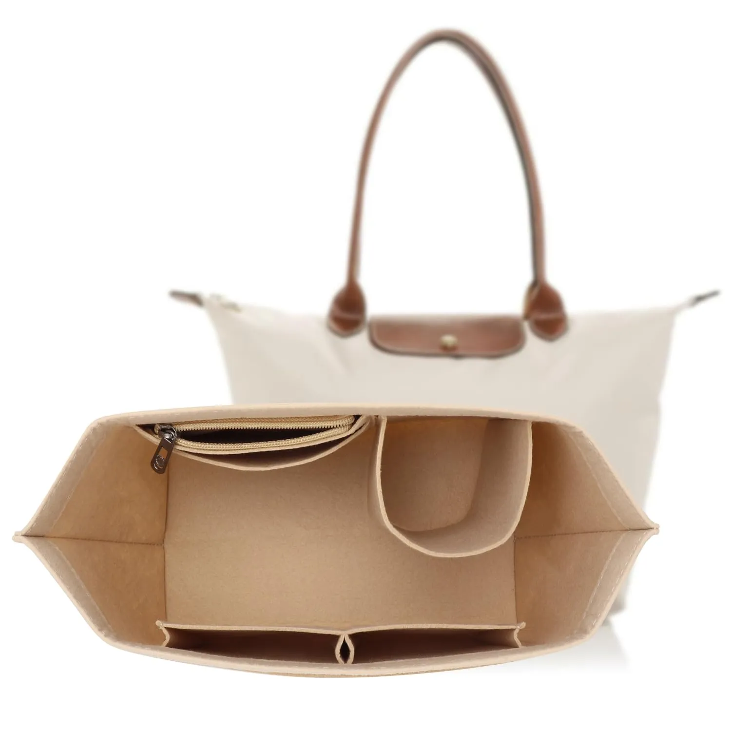ZOLGINAH Organizer in Feltro per Borsa Longchamp, Multiuso (Beige, M) - immagine 1