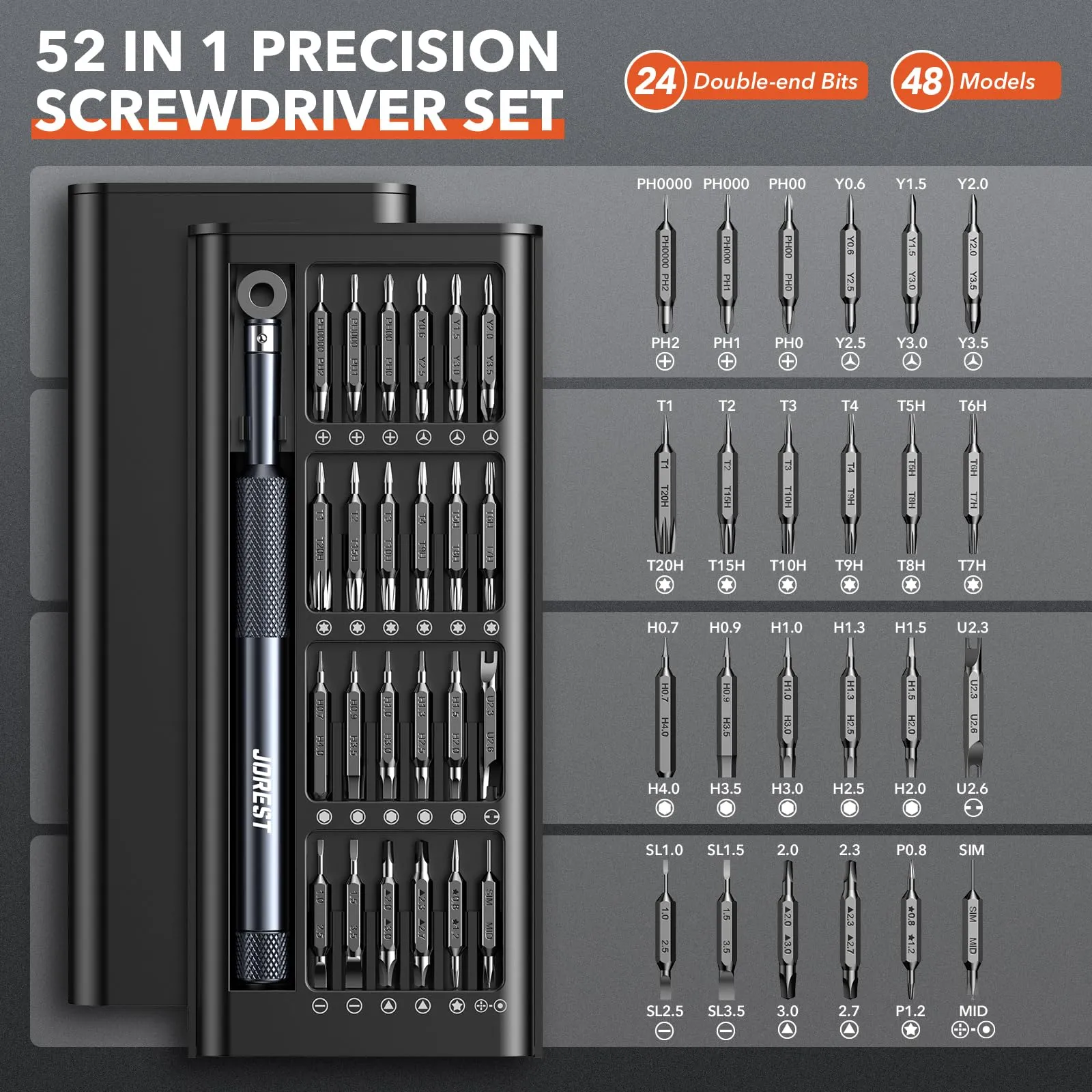 Jorest 52 in 1 Precision Screwdriver Set for Macbook, Switch, PS4, PS5, Xbox, PC, Laptop, Glasses, Watch - immagine 6