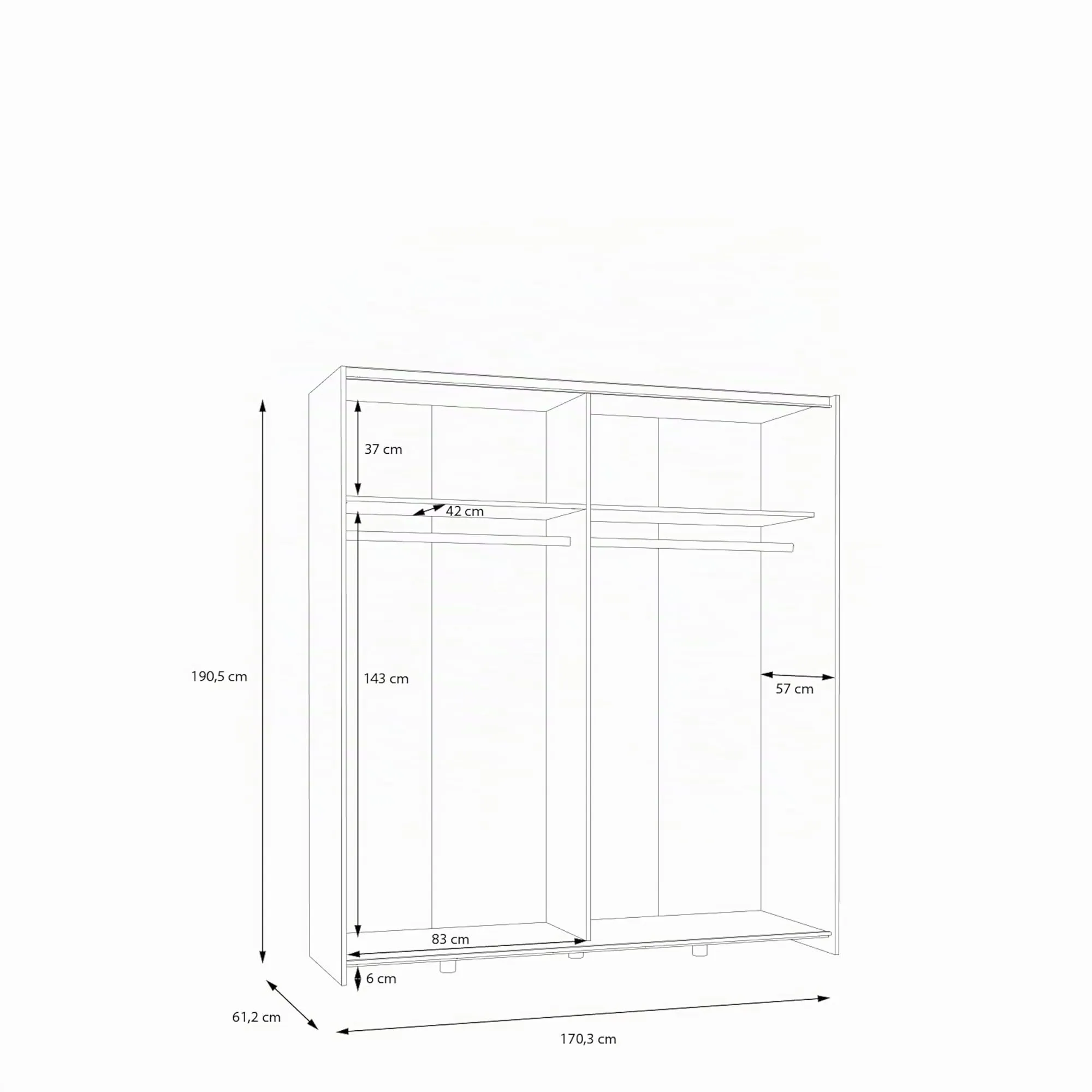 Avanti Trendstore Freddy Armadio con Ante Scorrevoli in Legno Truciolare, 170x191x61cm - immagine 7