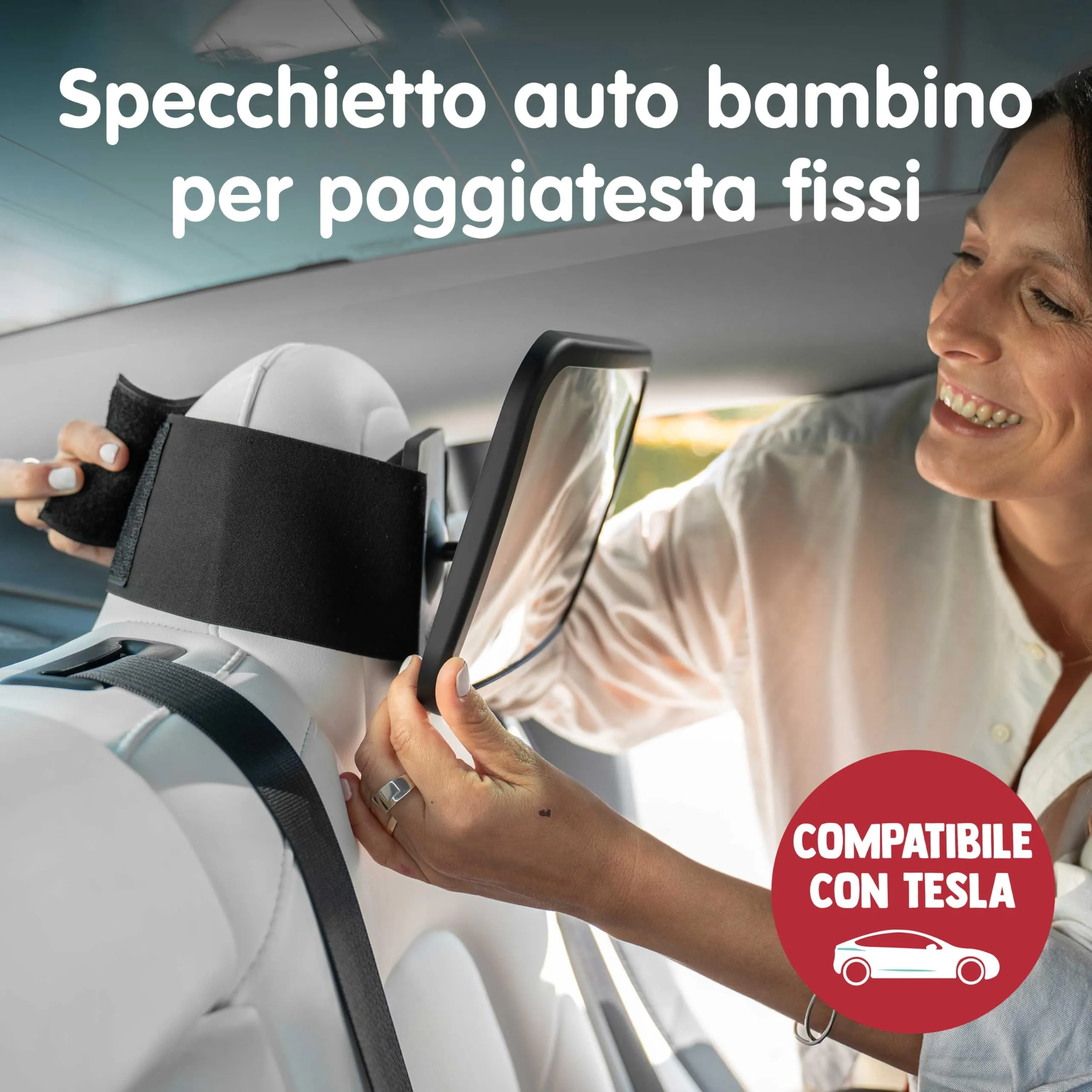 Onco Specchio Auto Neonato per Poggiatesta Fisso, Compatibile Tesla - immagine 2