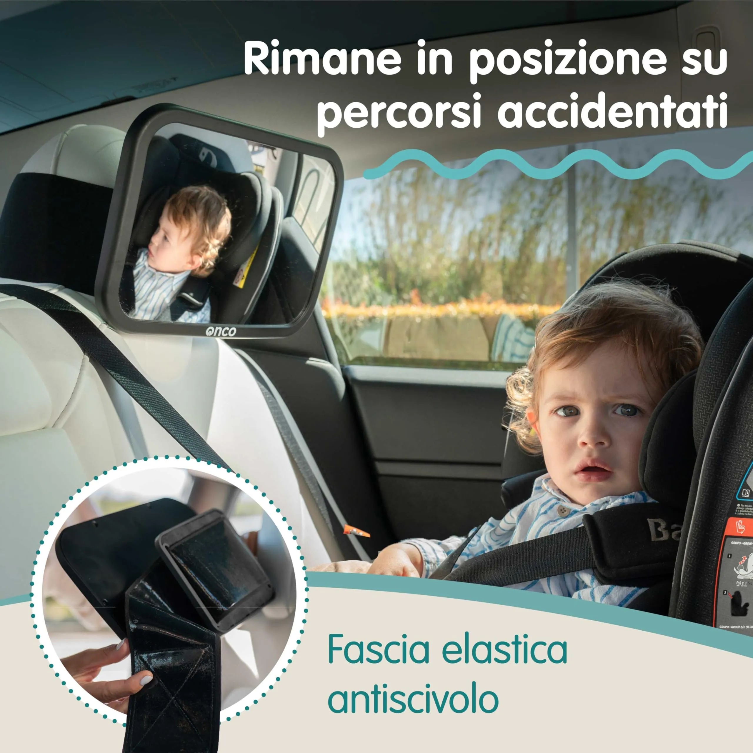 Onco Specchio Auto Neonato per Poggiatesta Fisso, Compatibile Tesla - immagine 3