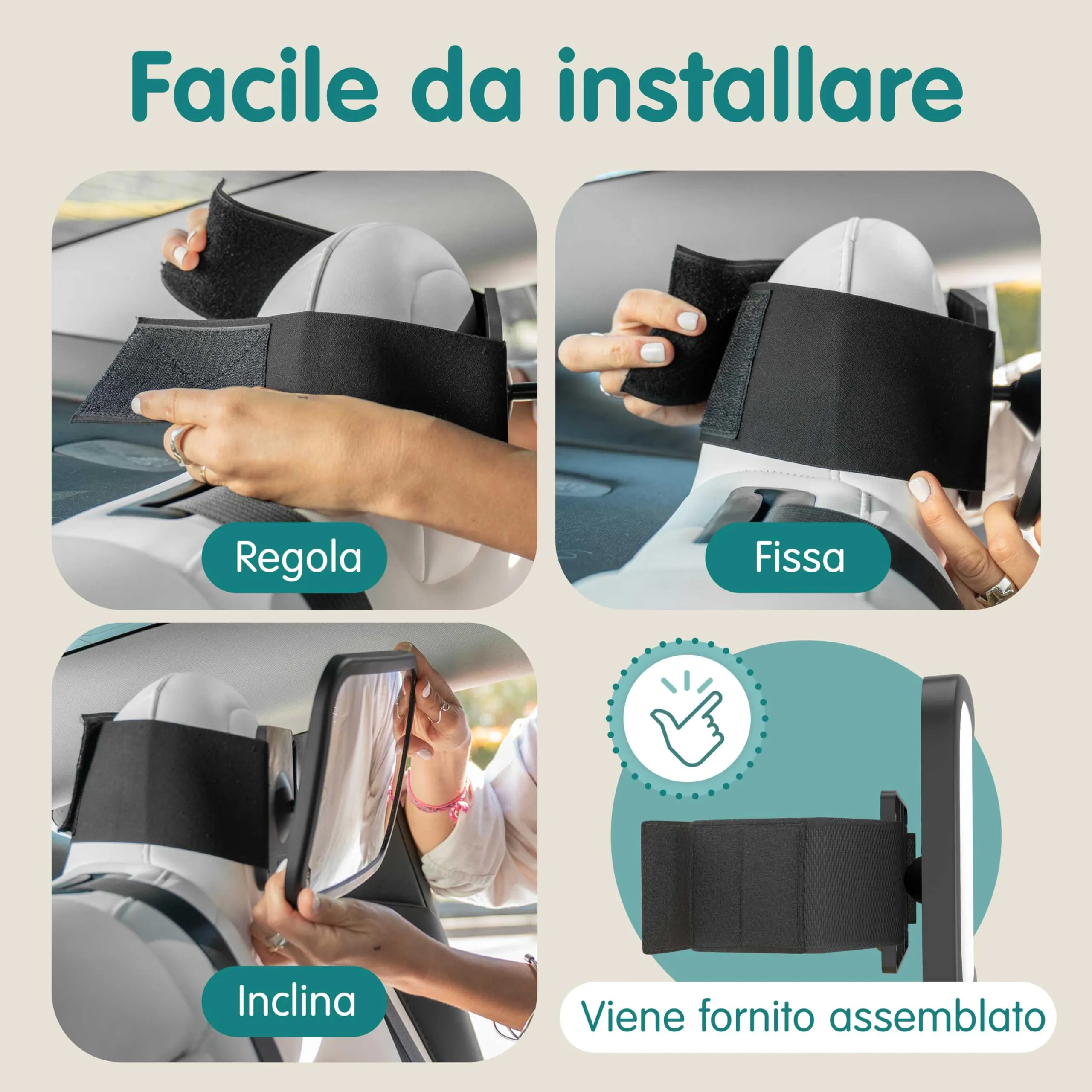 Onco Specchio Auto Neonato per Poggiatesta Fisso, Compatibile Tesla - immagine 6