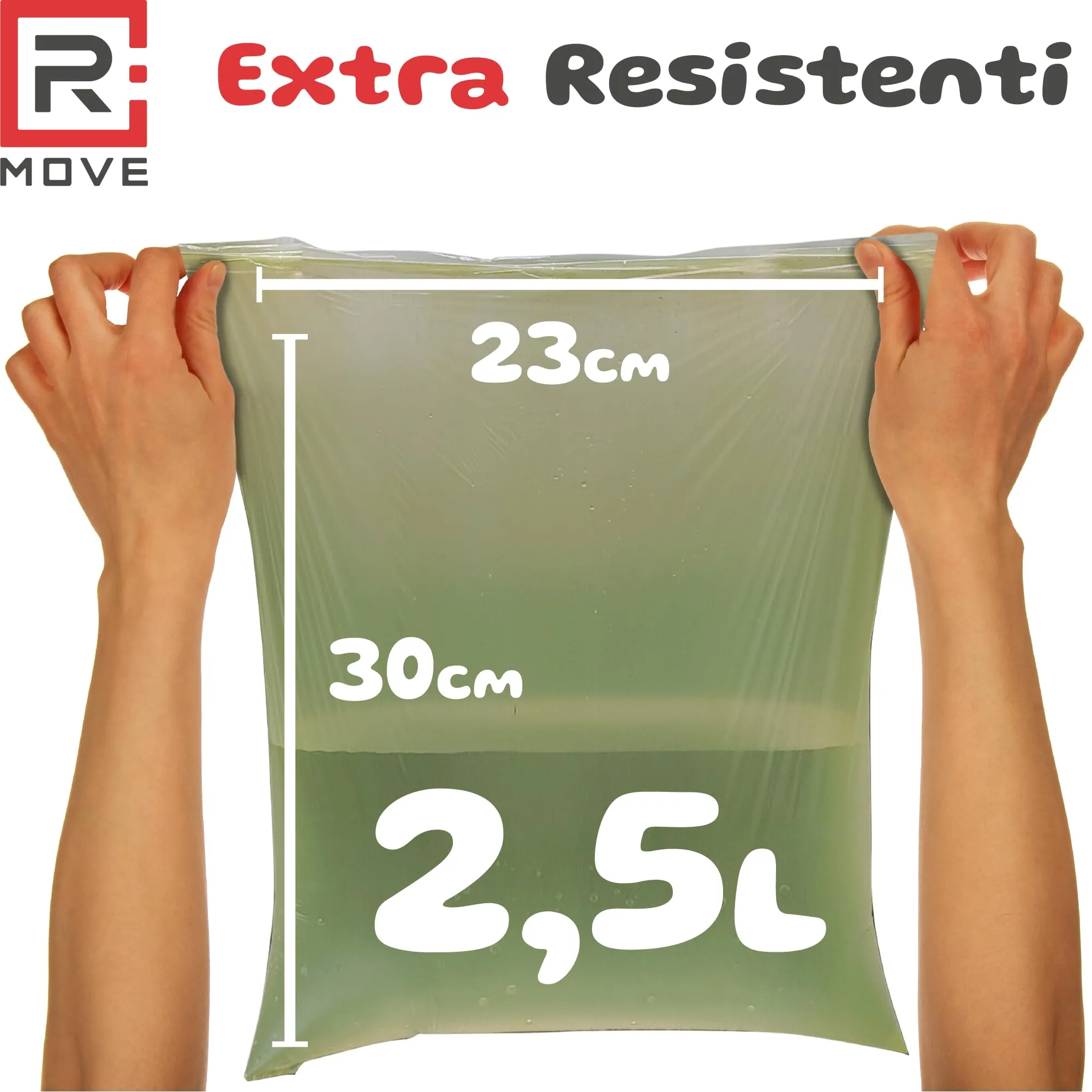 R MOVE Sacchetti igienici per cani, 1080 pz (72 rotoli), 30x23 cm, 2,5 litri - immagine 3