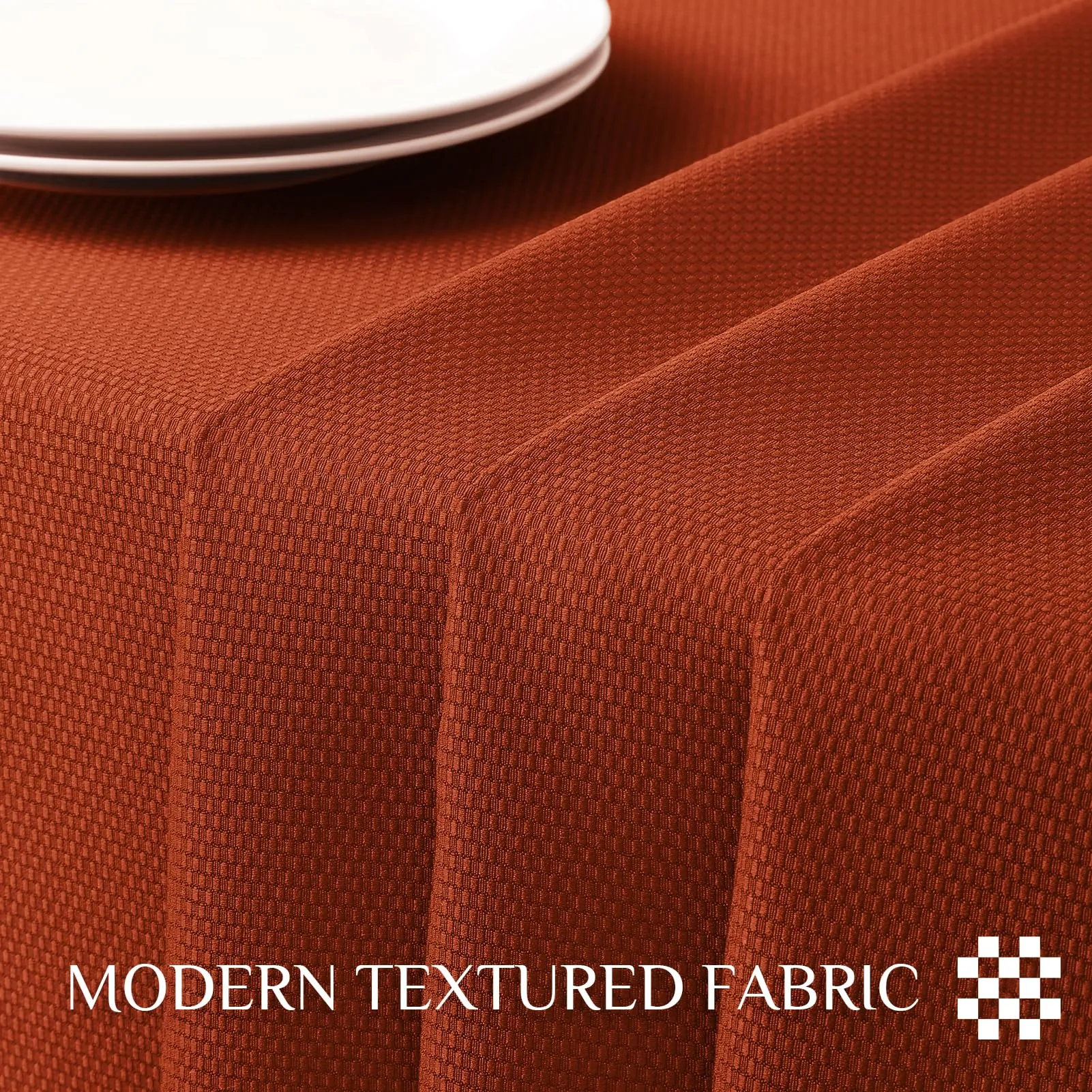 Softalker Tovaglia Rettangolare in Tessuto Jacquard, 132 x 178 cm, Rosso Ruggine - immagine 5