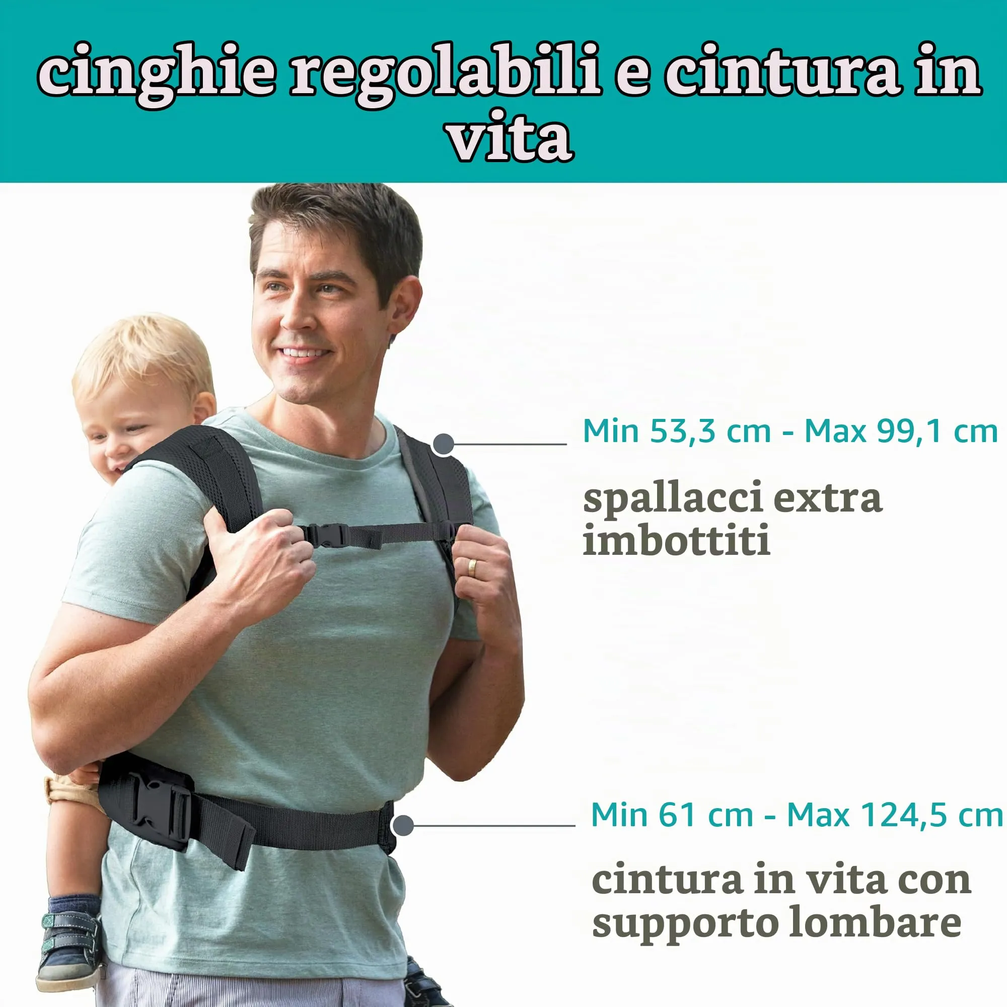 Infantino Marsupio Flip Convertibile 4-in-1 Light & Airy, Grigio Oscuro - immagine 3