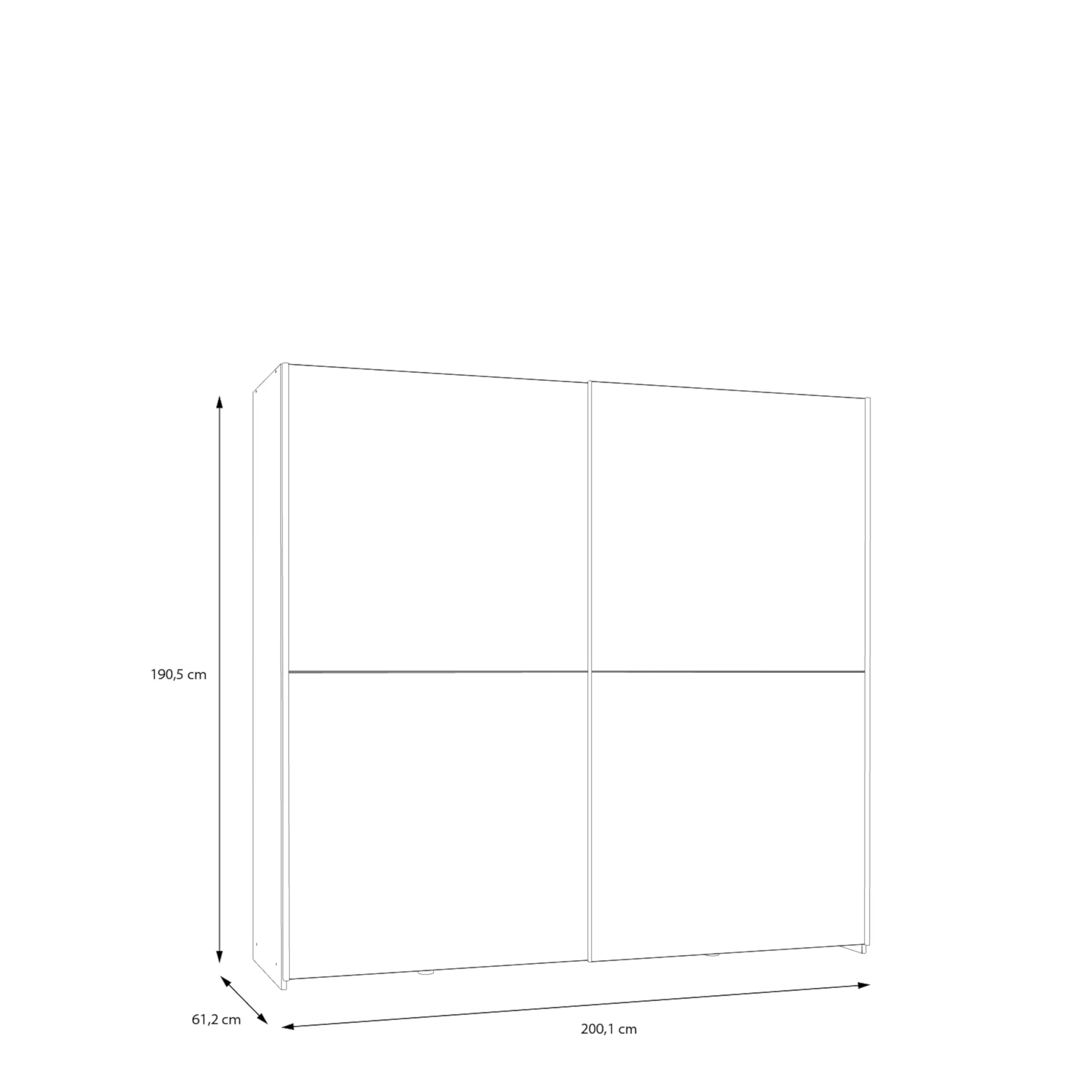 AVANTI TRENDSTORE Armadio Freddy con Ante Scorrevoli in Legno Truciolare, 200 x 191 x 61 cm - immagine 6